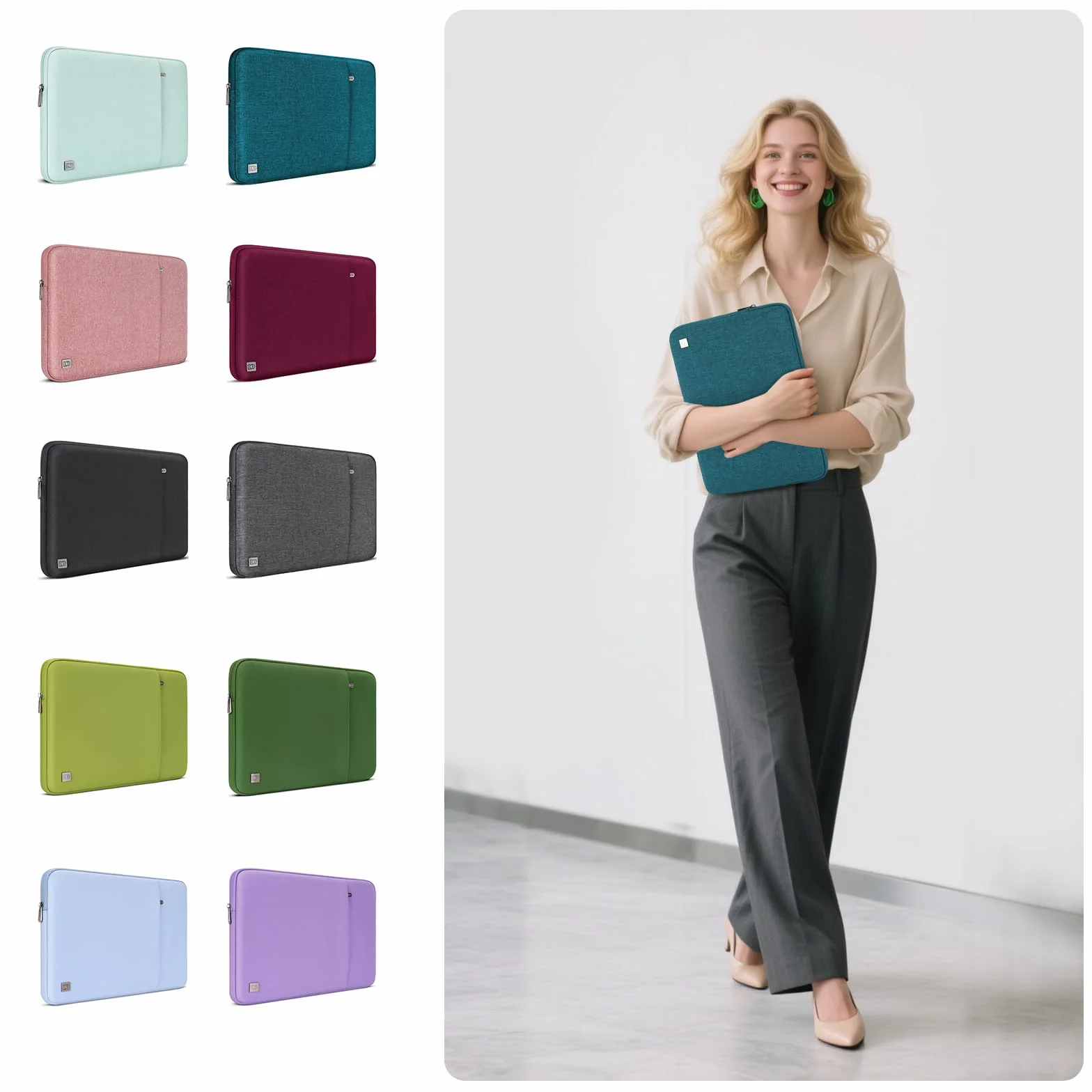 DOMISO Housse Ordinateur 17 Pouces Imperméable Sacoche Protection PC Portable Menthe Verte