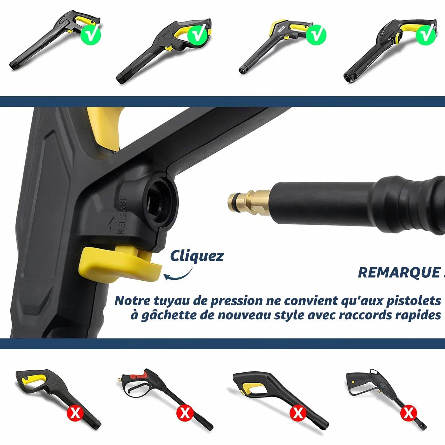 DERASL 30M Rallonge de Tuyau Haute Pression Compatible avec Karcher Nettoyeurs - Modèles Quick Connect pour K2, K3, K4, K5, K6, K7
