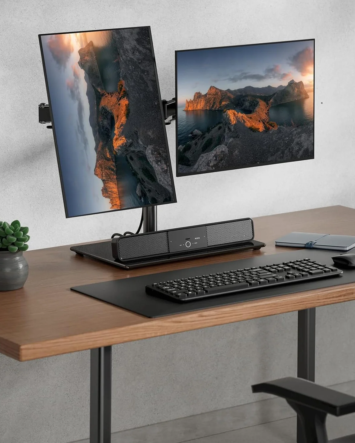 ErGear Support Double Écran PC 13"-32" Inclinaison ±45° Rotation 360° Poids Max 8 kg Gaming