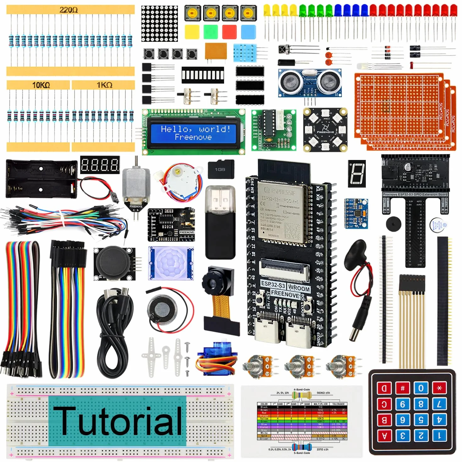 Freenove Ultimate Starter Kit for ESP32-S3, Dual-core 32-bit 240 MHz Microcontroller, Onboard Camera Wireless, 243 Items