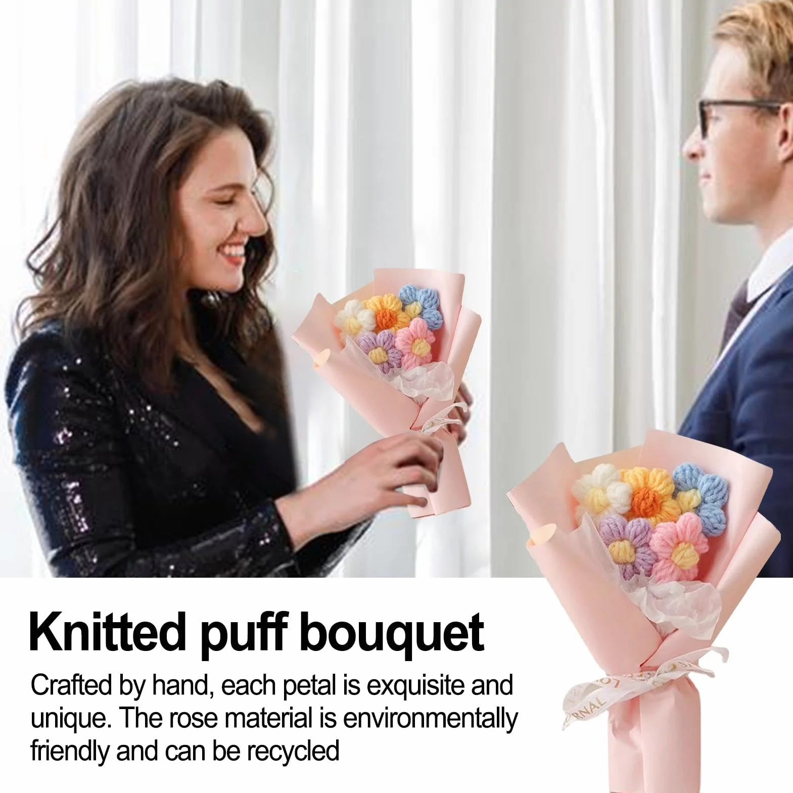 Bouquet de fleurs au crochet fait main pour anniversaire fête des mères décoration maison