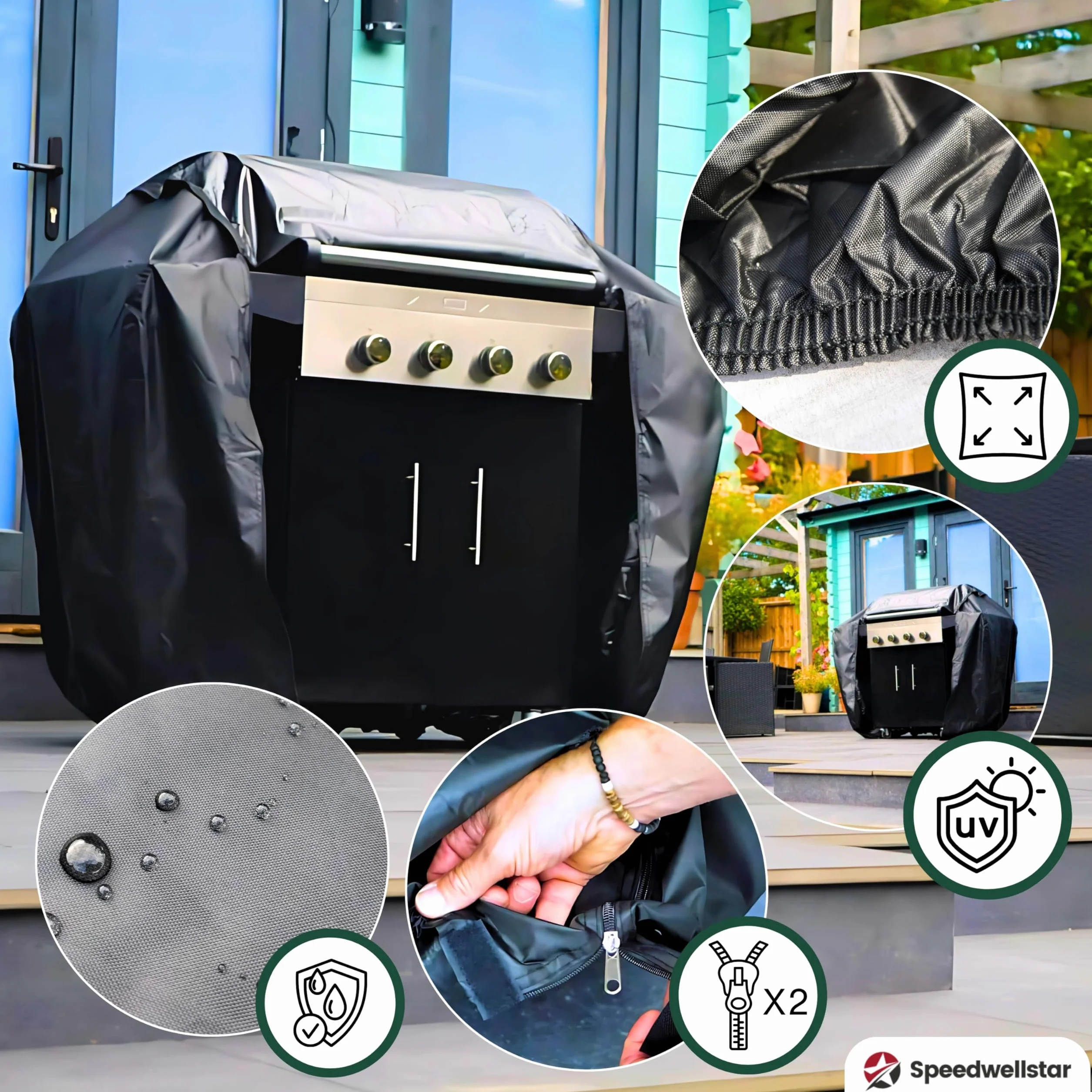 Housse Barbecue Imperméable 145 x 70 x 120 cm Tissu Oxford 210D Durable Respirante UV Speedwellstar
