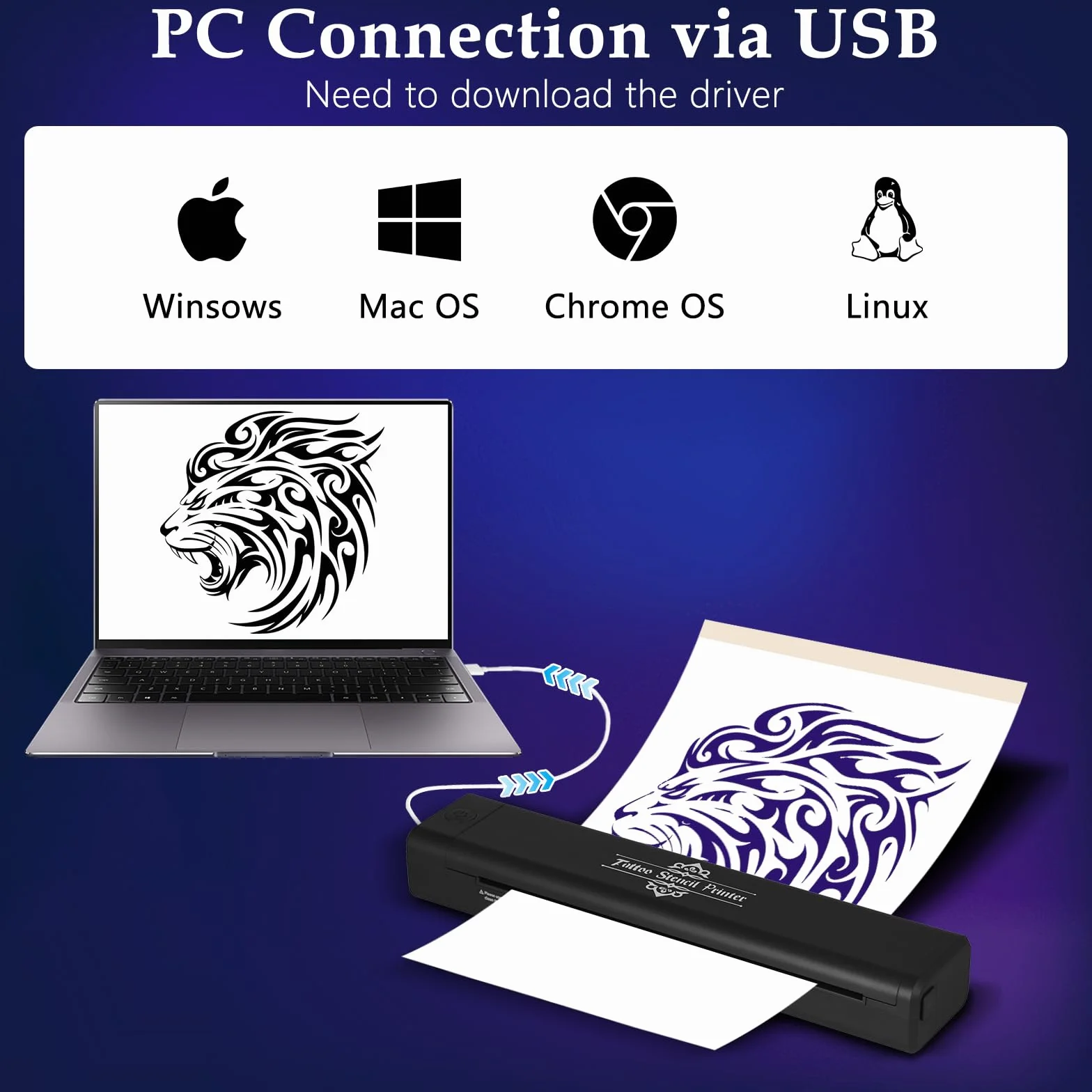 Thermocopieur Tatouage Bluetooth, Imprimante Thermique Stencil avec Transfert Papier, Machine Portable pour Artistes