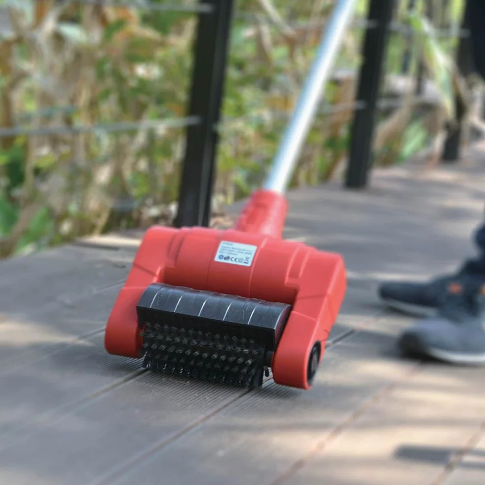 TERRE JARDIN Nettoyeur Électrique 500W - Brosse Rotative 3 en 1 pour Terrasse, Dalles et Joints - Désherbeur Électrique Polyvalent avec 3 Brosses Interchangeables