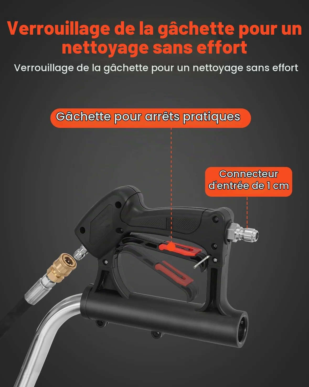 VEVOR Nettoyeur de surface pour nettoyeur haute pression 612 mm, accessoire nettoyeur sol en acier inox avec 4 roues, 276 bar max. connecteur 0,95 cm 2 buses de pulvérisation pour béton patio trottoir