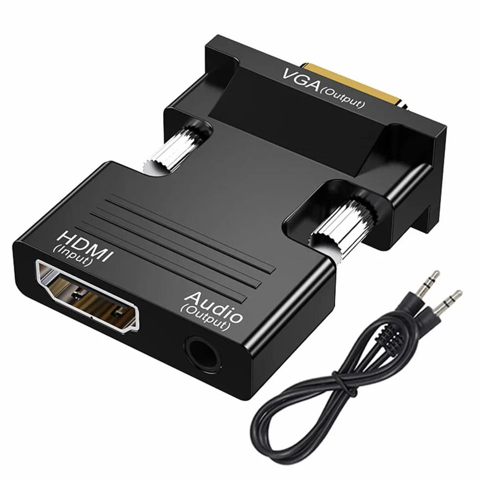Adaptateur HDMI vers VGA 1080P 60Hz avec câble Audio 3,5 mm pour Ordinateur Portable Moniteur Projecteur