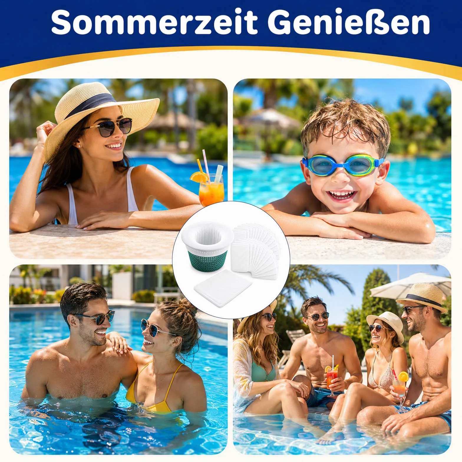 Chaussettes Filtre Piscine Skimmer Lot de 50 Maille Ultra-Fine Nylon Lavable Réutilisable