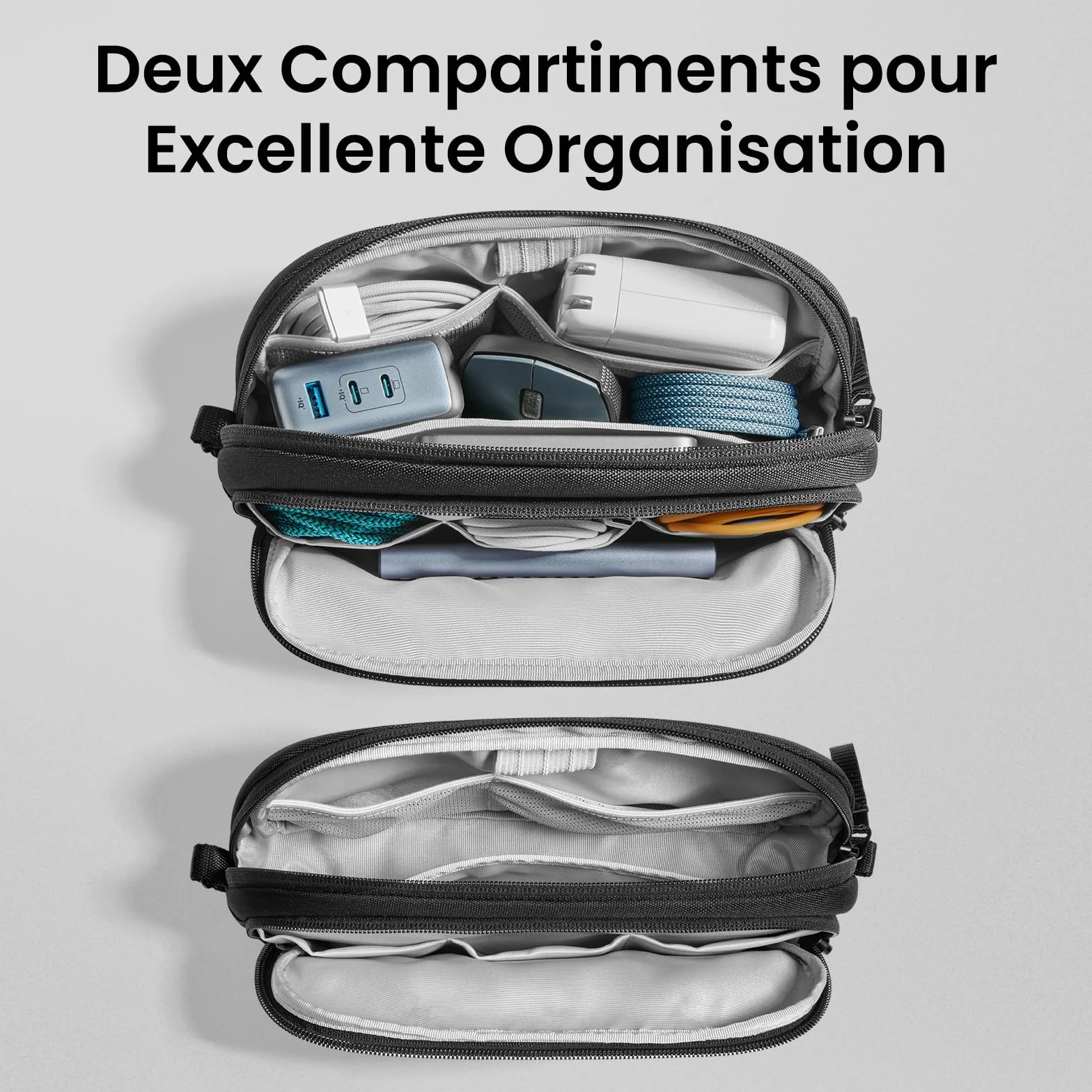 Tomtoc Sac de Rangement Câble, Organisateur de Câbles Portable Tech Pouch pour Accessoires Techniques et Voyage