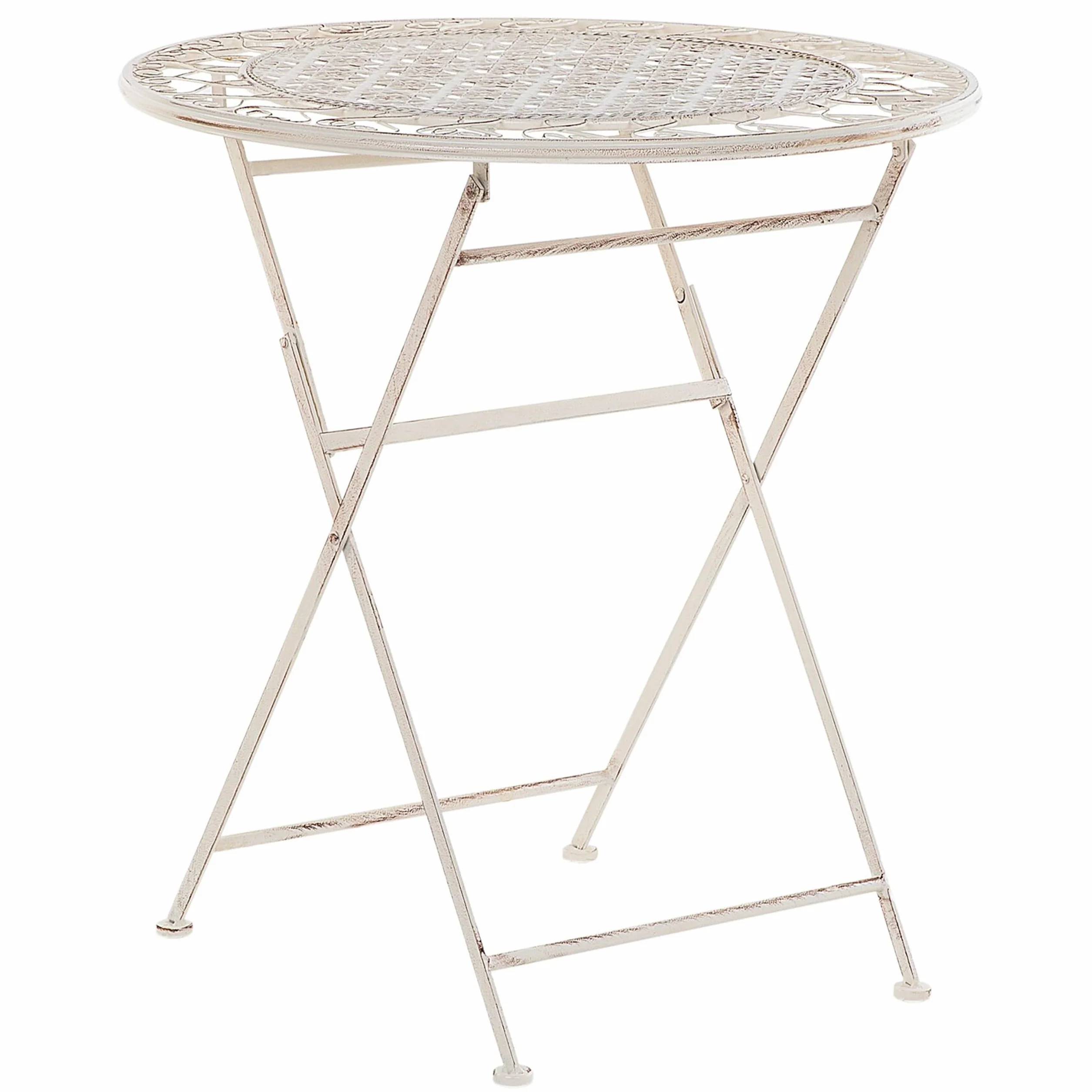 Beliani Ensemble de Jardin 2 Chaises Pliantes Table Assortie Métal Beige