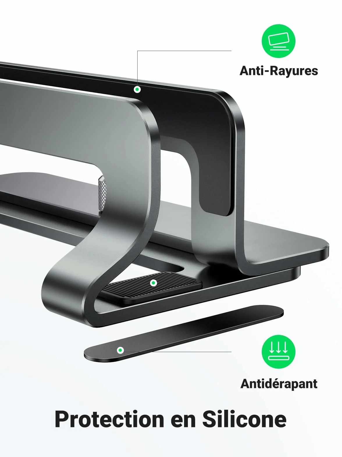 UGREEN Support Ordinateur Vertical en Aluminium Laptop Stand Réglable Compatible MacBook Pro Air Gris