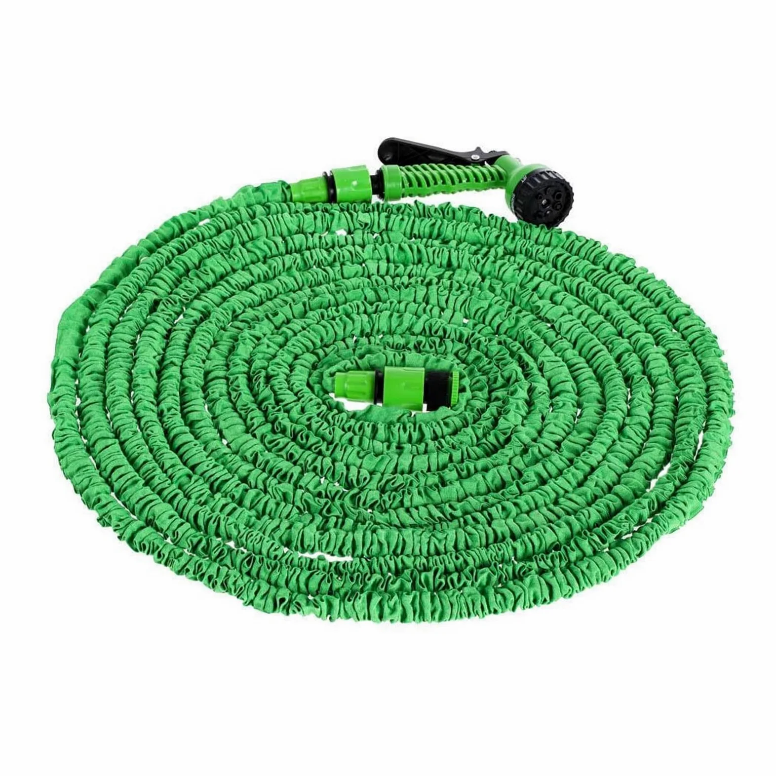 Pistolet d'arrosage avec embout multi-jets, Tuyau d'arrosage en tissu extensible avec pulvérisateur, multicolore, 25 à 200 pieds(Green,125ft)