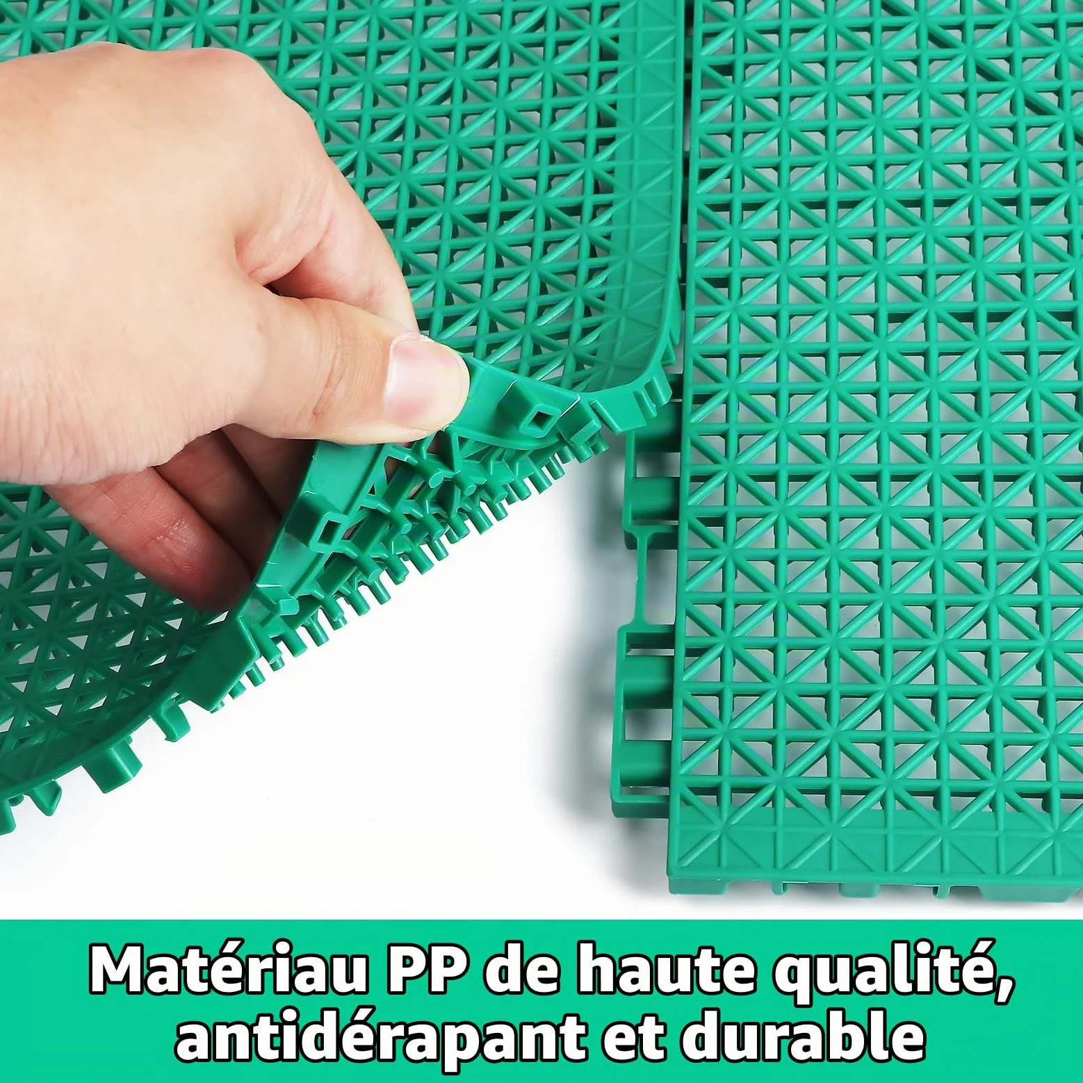 Tefola Lot de 16 Tapis de Sol pour Piscine Hors Sol, Tapis Antidérapant en Plastique Creux, Tapis Puzzle, pour Salle de Bain, Patio, Jardin, Extérieur(Carré, 25x25cm)