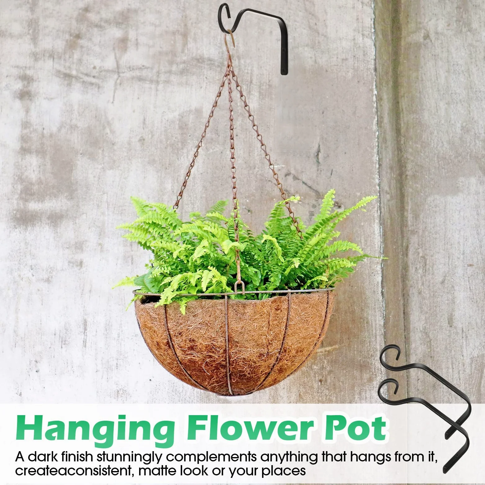 Lot de 12 supports de plantes à suspendre de 18 cm en métal - Crochets décoratifs droits pour mangeoires à oiseaux, pots de fleurs d'intérieur et d'extérieur