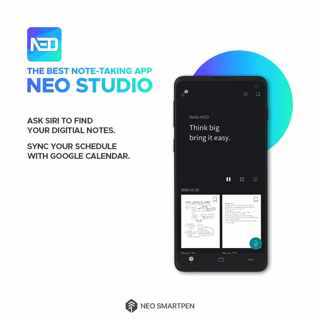 Neo SMARTPEN Dimo Stylo numérique sans Fil 2 Mo Compatible iOS Android Noir