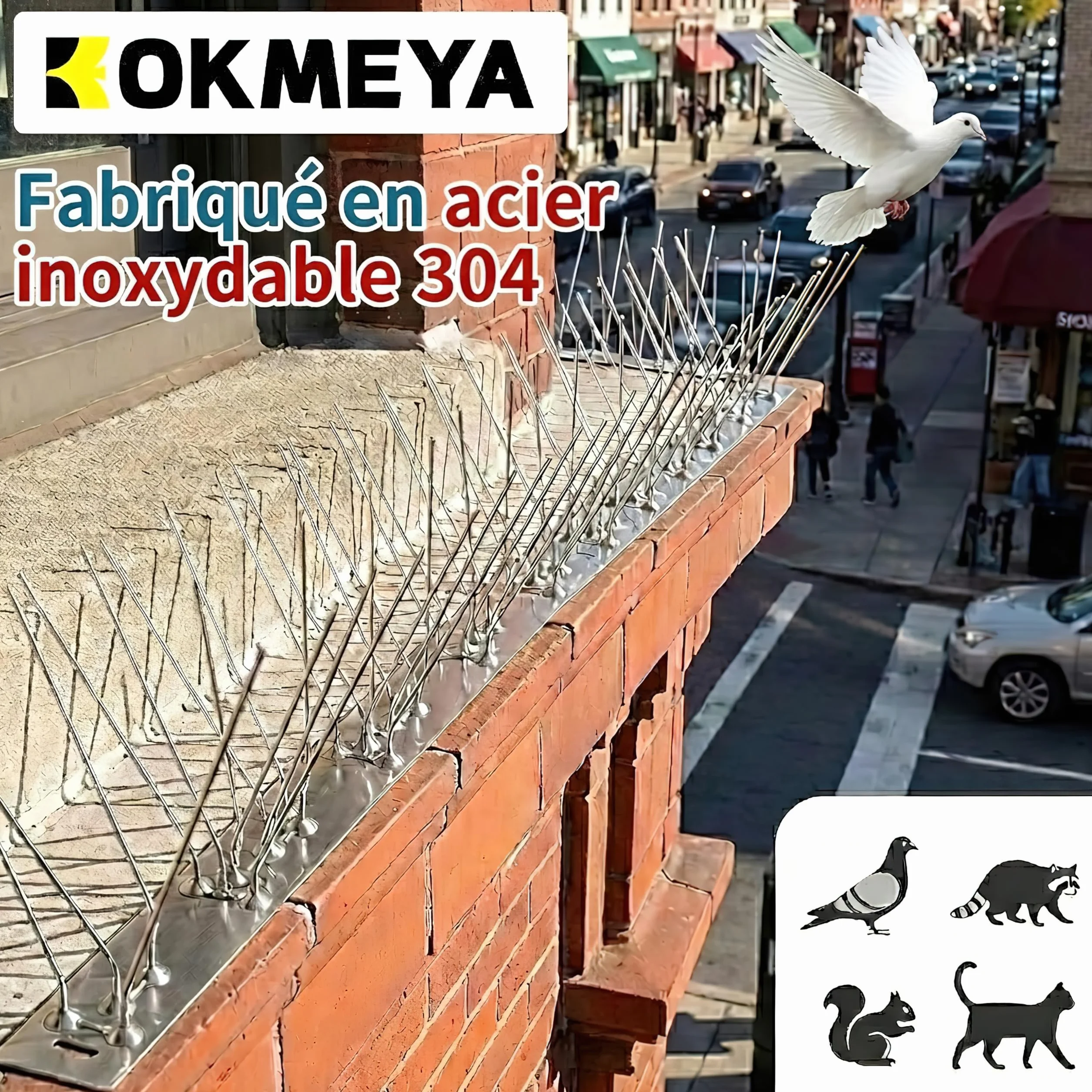 Anti Pigeon INOX 304 Kit Répulsif Oiseaux 1m 4 Pcs 25cm 8 Vis 8 Colliers