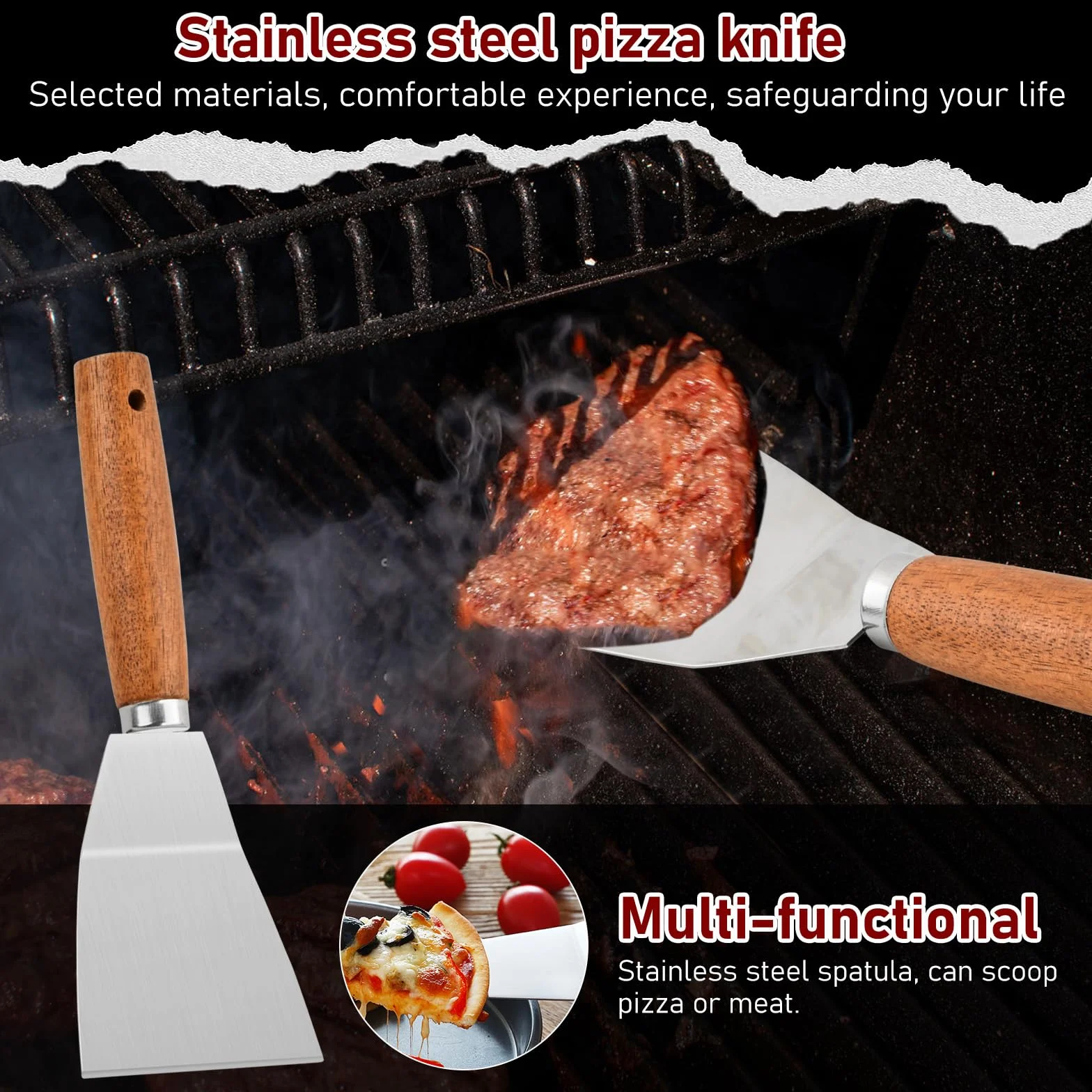 Set de 6 Pièces Smash Burger Press Kit, Acier Inoxydable, Cloche à Hamburger 15x6,5 cm, Presse à Hamburger, Spatule Plancha
