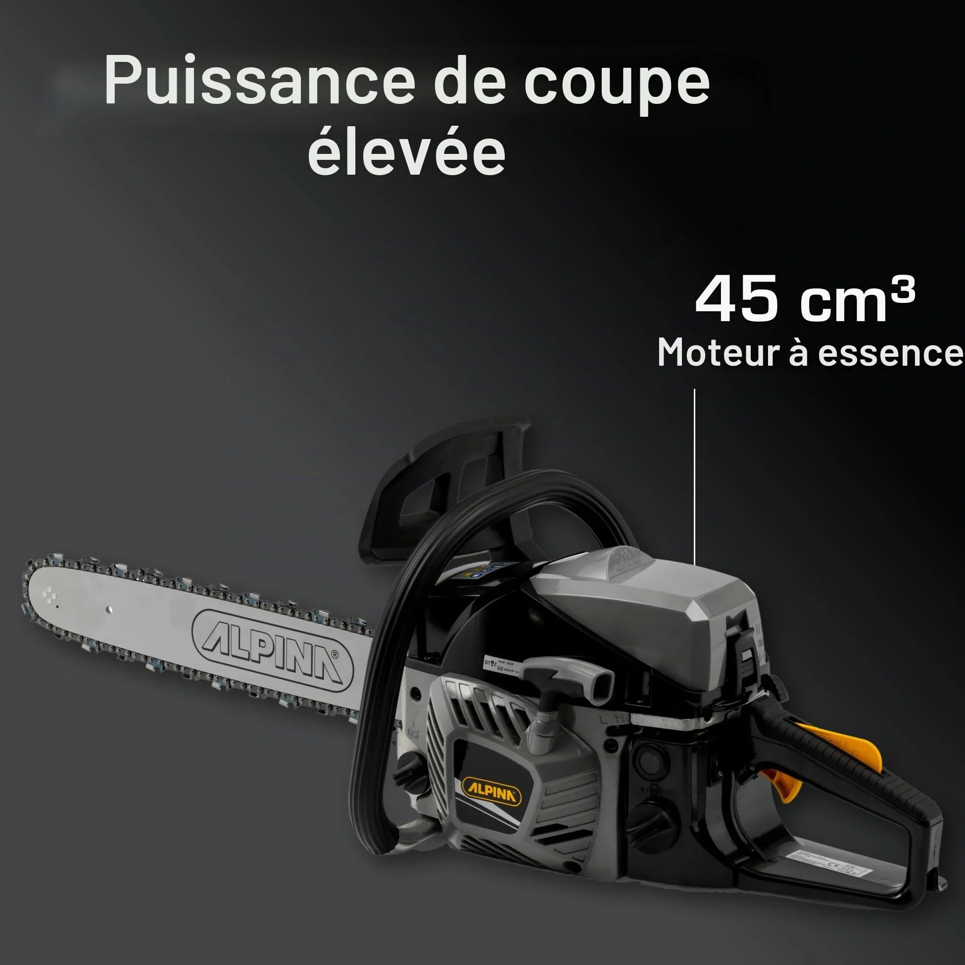 ALPINA Tronçonneuse ACS 46 (18"), moteur à essence 45cm³ (1,8kW), guide-chaîne 45cm