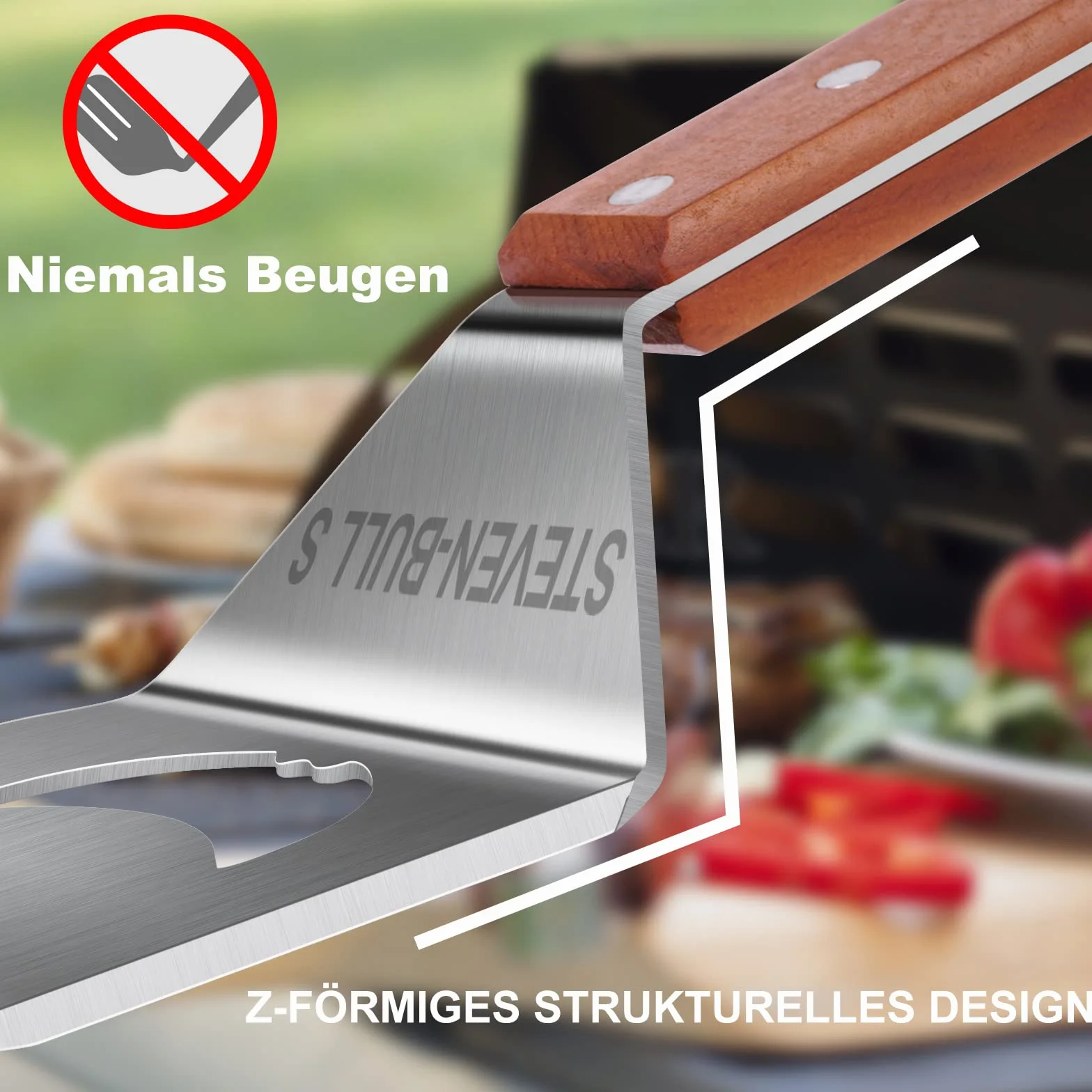 STEVEN-BULL S Spatule Barbecue 7 en 1, Ustensiles Barbecue pour Camping en Plein Air