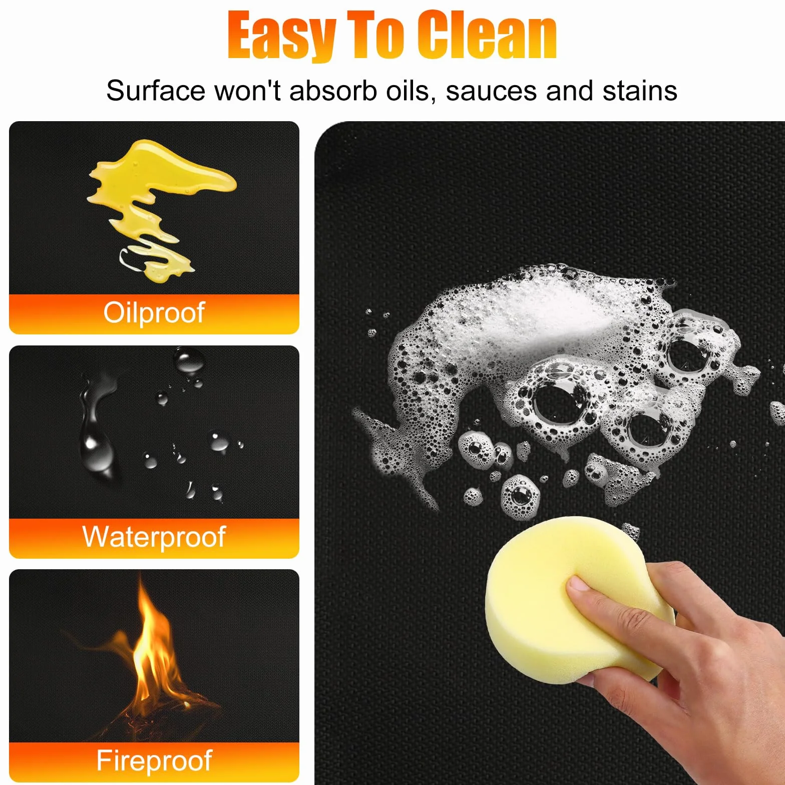 Tapis Ignifuge 165 × 122cm de Barbecue Sol Exterieur Pliable, Imperméable et Résistant à l'huile