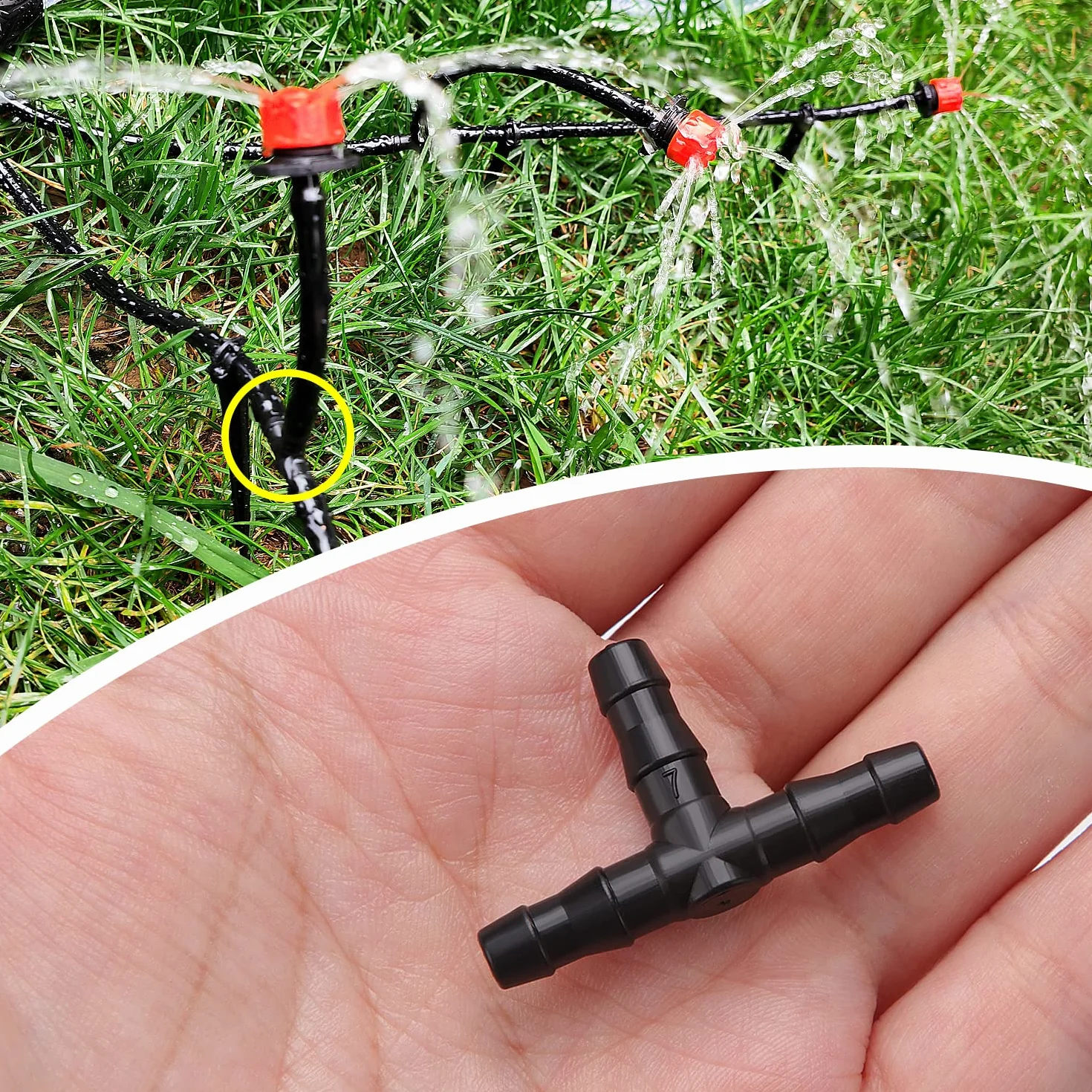VooGenzek Raccord de Tuyau Tee Plastique 4/7 mm pour Irrigation Jardin Arrosage