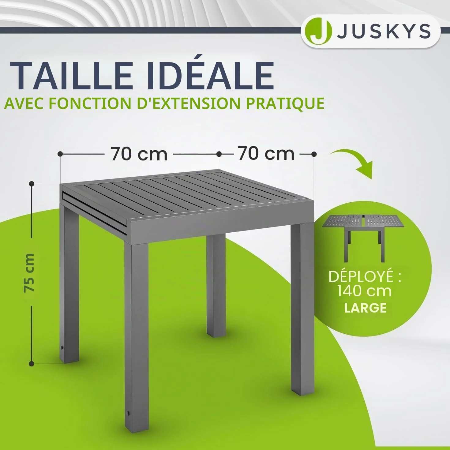 Juskys Table de Jardin Laki de Extensible 70x70 cm Aluminium Anthracite