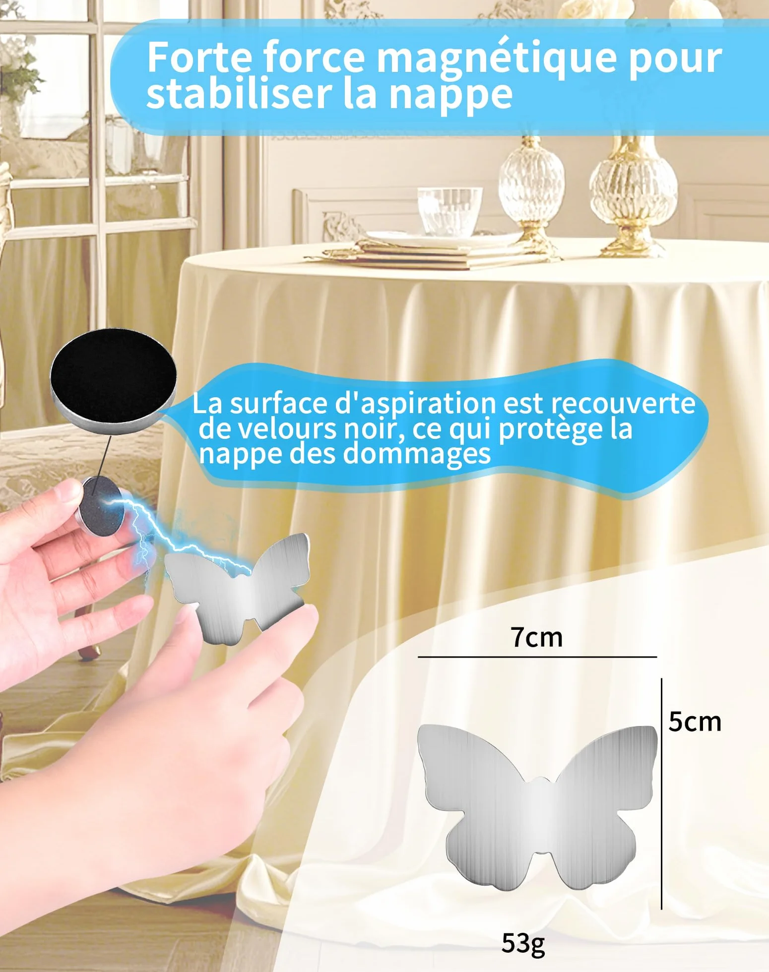 Poids de Nappe Magnétique Acier Inoxydable 53g 8 Pièces Exterieur