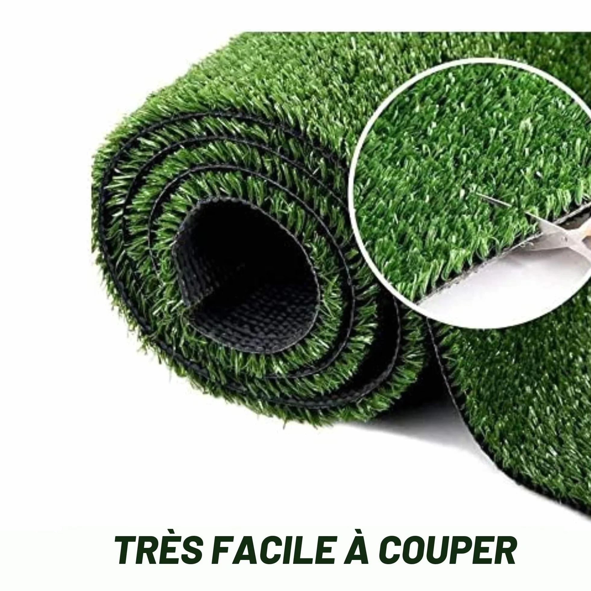 Baroni Home Gazon Synthétique Vert Naturel 10x1 mt 7mm PE Haute Densité