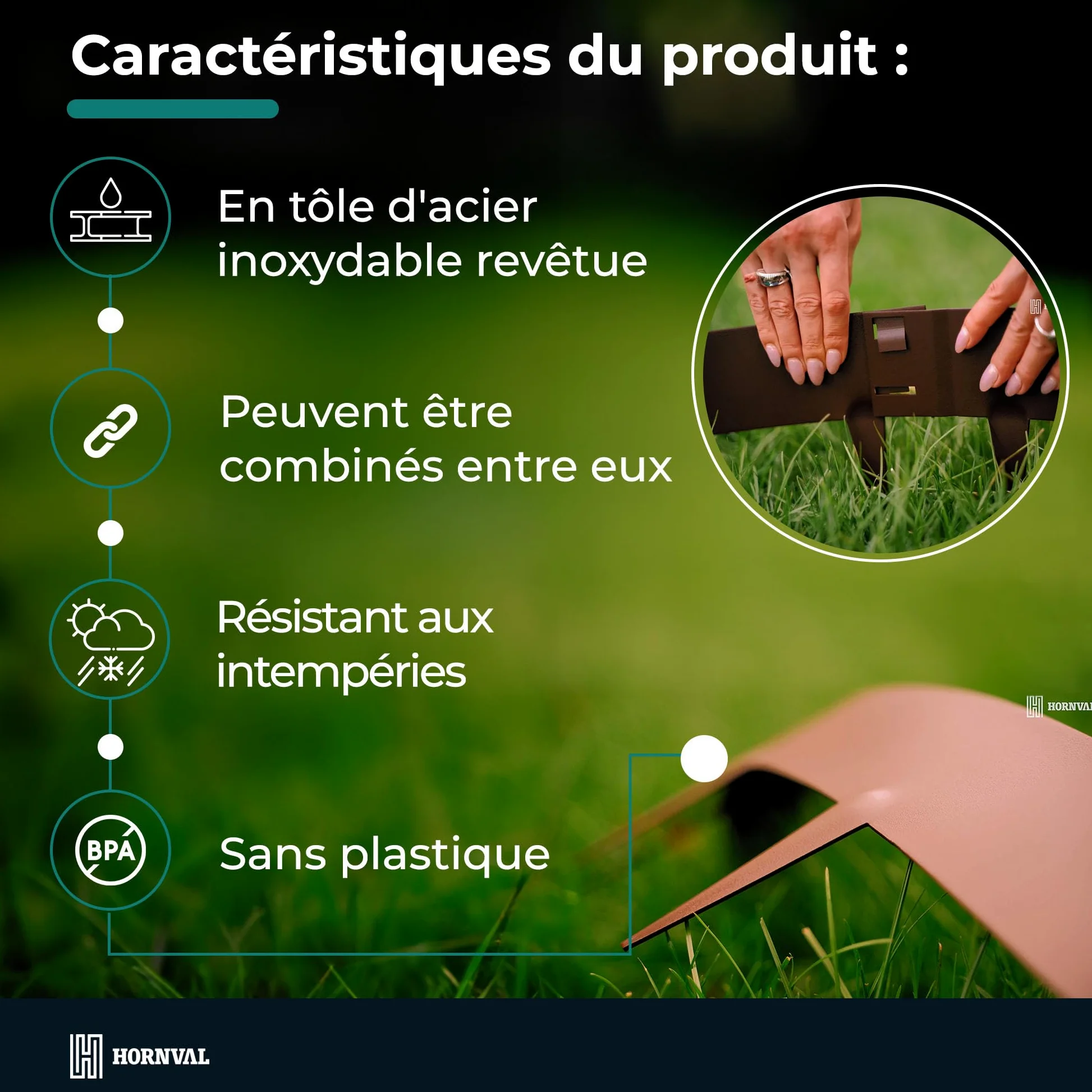 Bordure d'arbre en Acier avec épines | Clôture en tôle de Zinc, Bronze Mat O2A Ø 0,6 m, Anneau d'arbre, Clôture de Jardin, Bordure de pelouse en métal