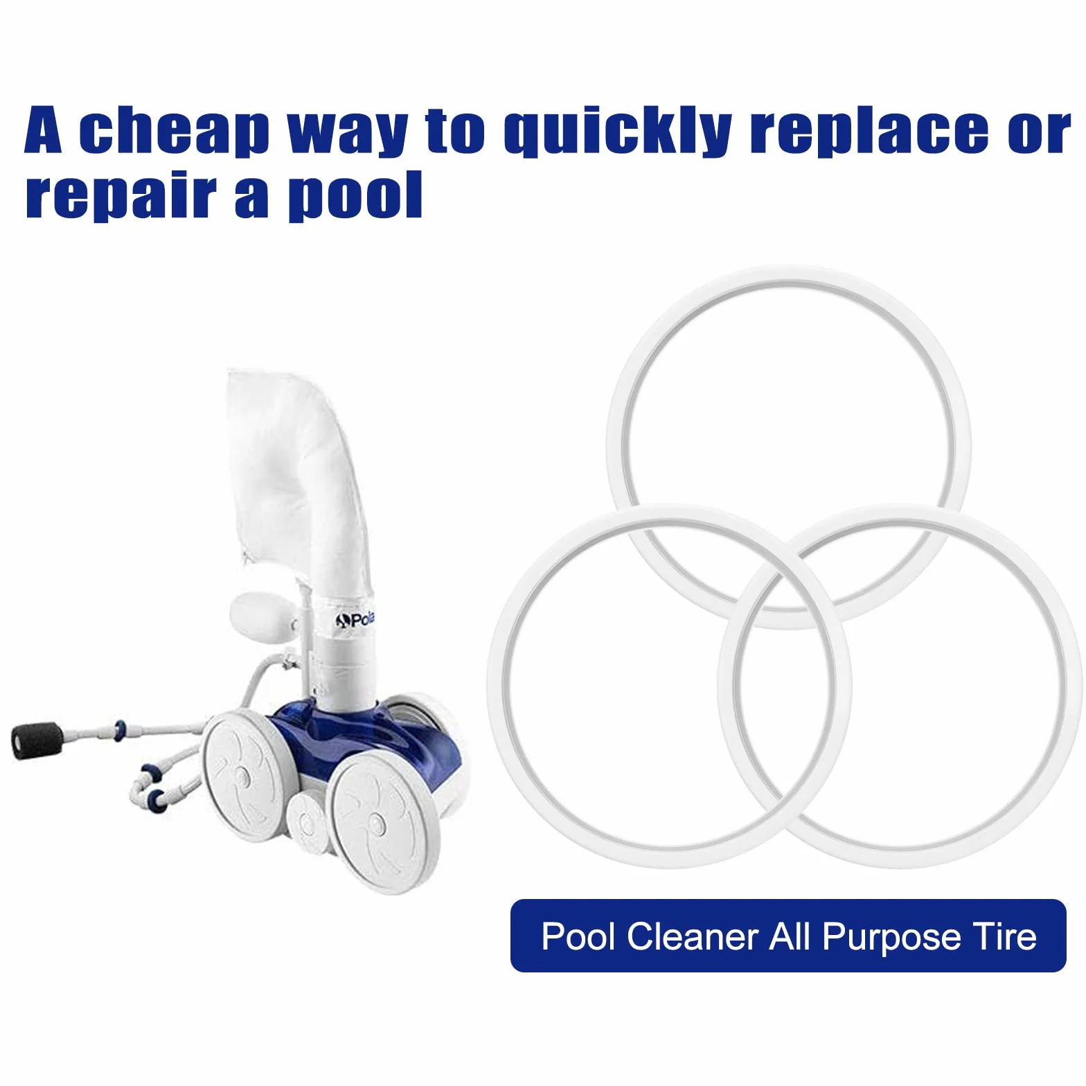 Pneus de Rechange de Piscine Polaris 280 S-Union 3 pièces pour Nettoyeur