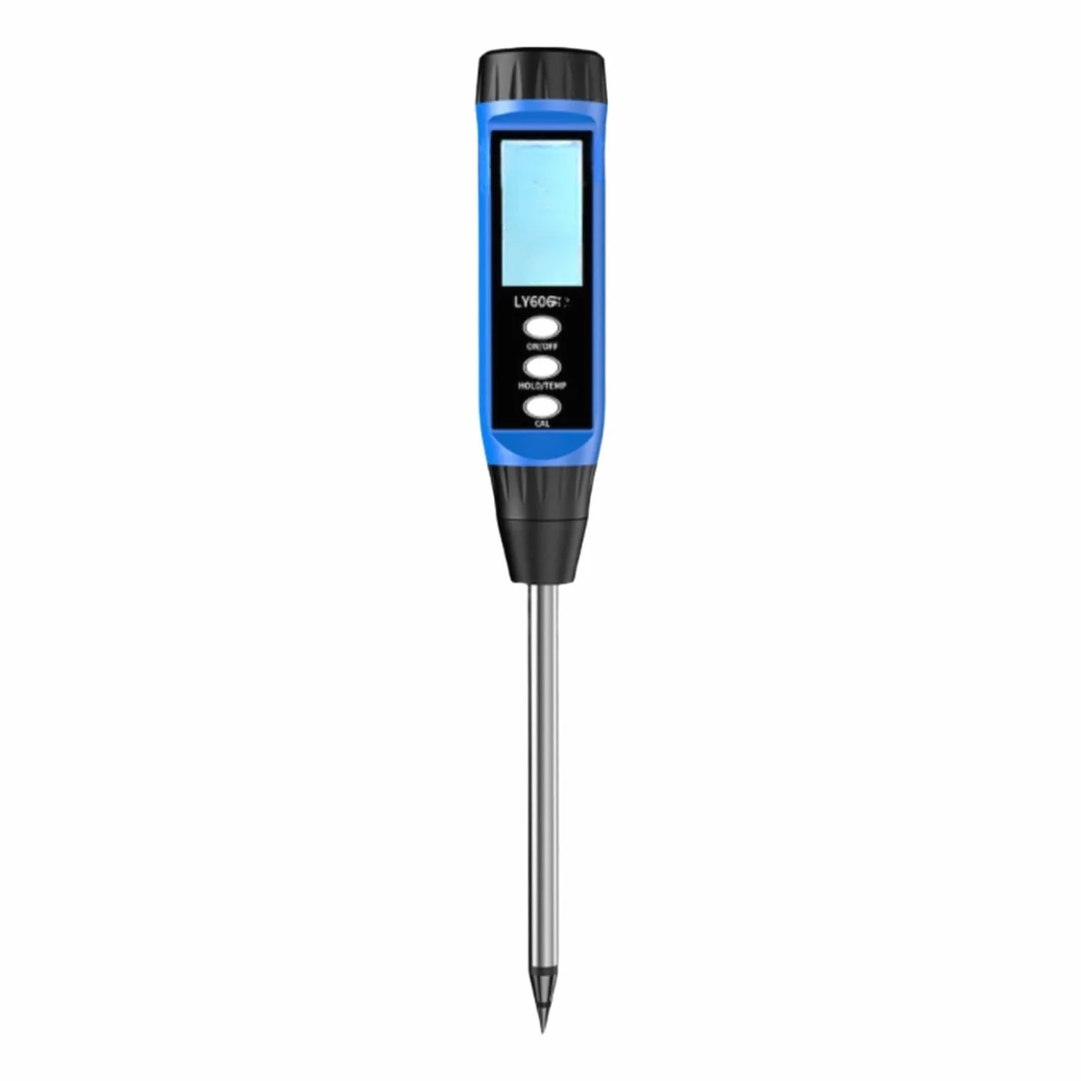 Testeur de sol numérique avec écran LCD PH 3-14 Humidimètre portable Fonctionnement à un bouton Haute précision Métal 31 x 3,5 cm Bleu pour jardin, ferme, agriculture, résultats rapides, léger et