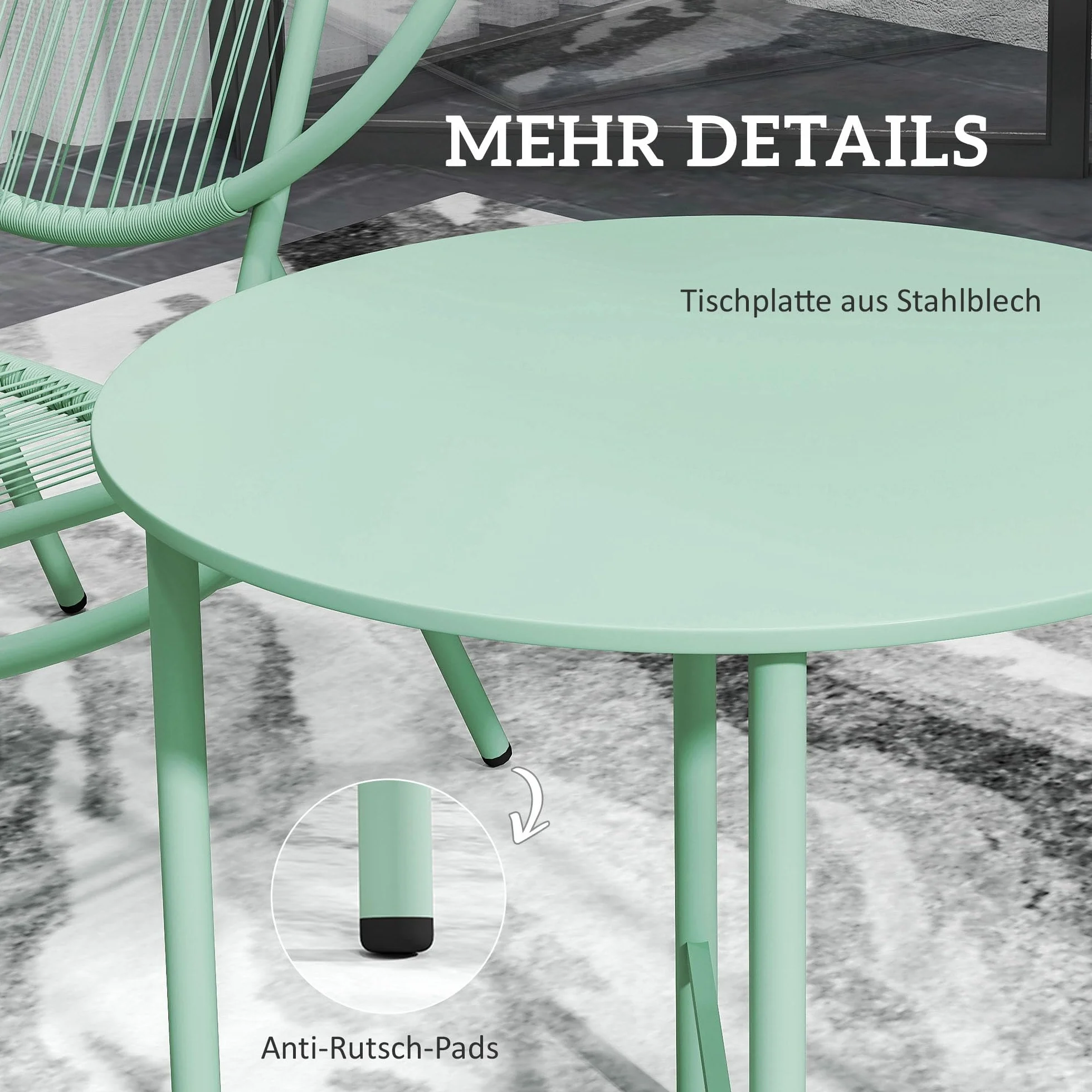 Outsunny Bistro Set 3 pièces en acier résistant aux intempéries meubles de jardin table de bistrot chaises ergonomiques