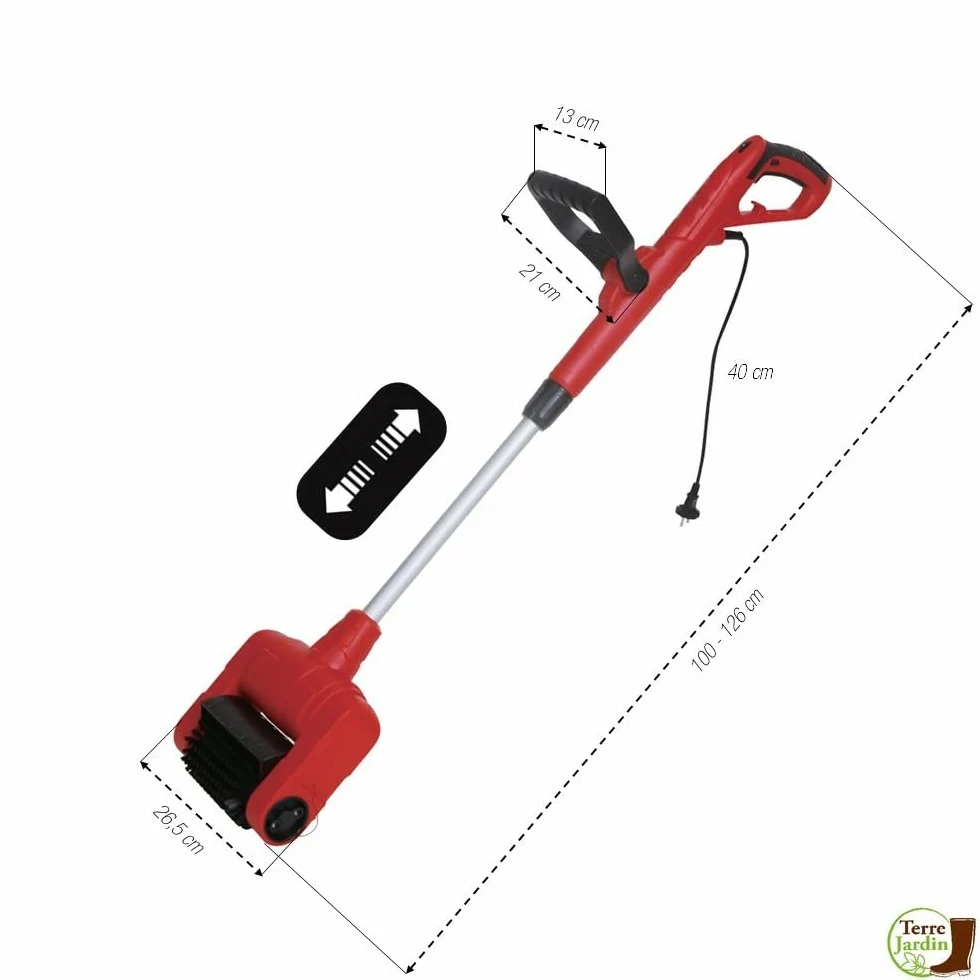 TERRE JARDIN Nettoyeur Électrique 500W - Brosse Rotative 3 en 1 pour Terrasse, Dalles et Joints - Désherbeur Électrique Polyvalent avec 3 Brosses Interchangeables