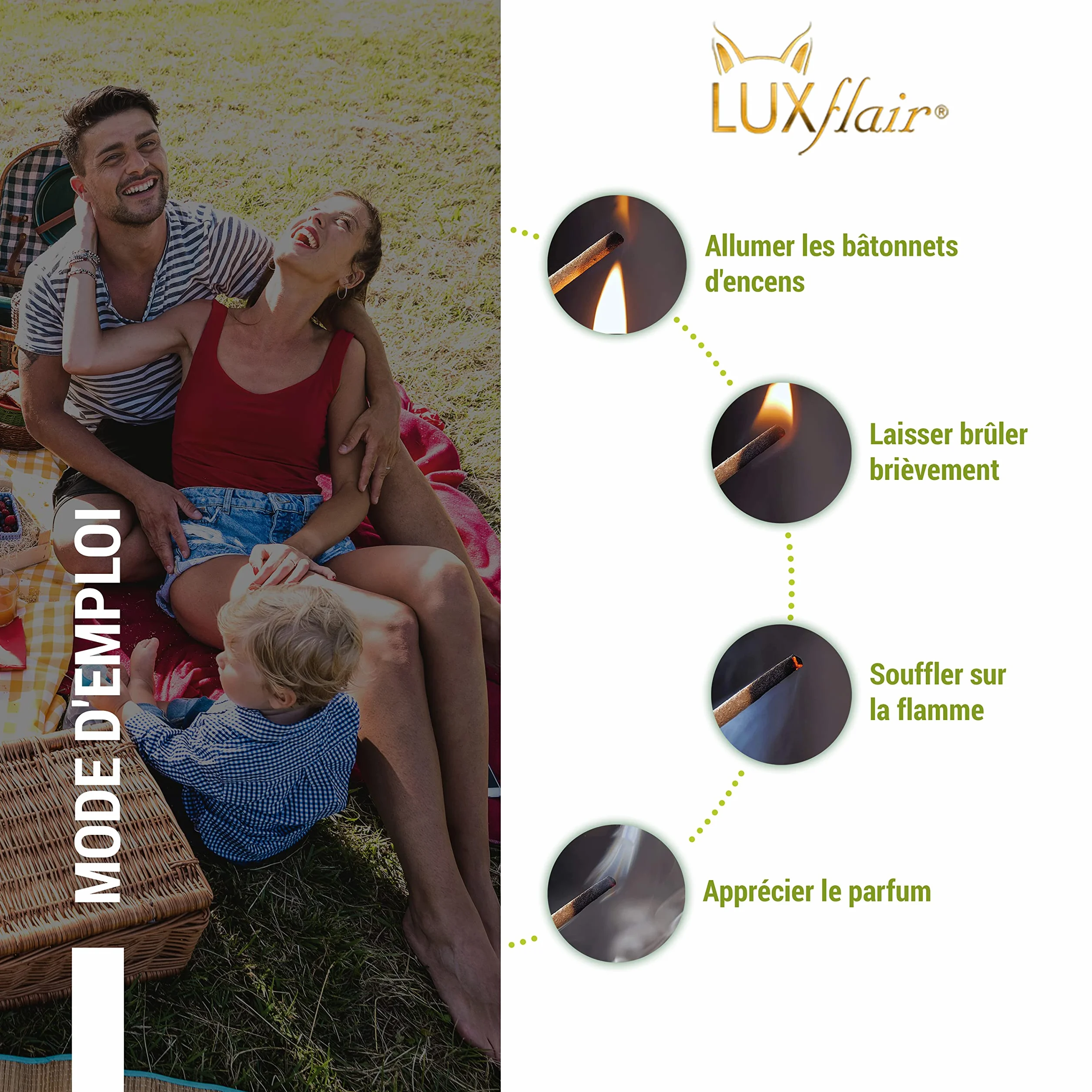 Luxflair XXL Bâtonnets d'encens géants Citronnelle Set de 3 20 pièces pour Jardin BBQ Camping