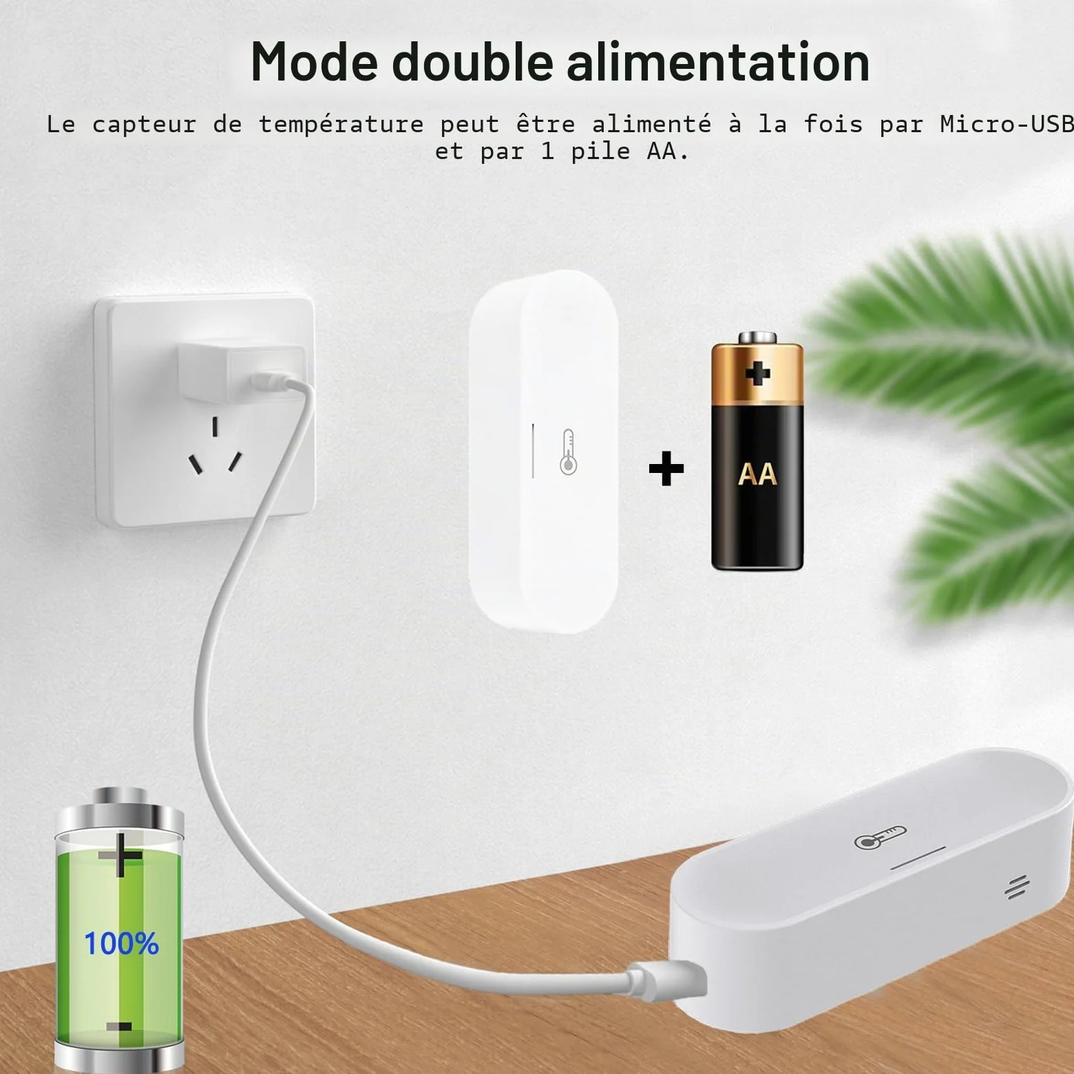 Hygromètre intelligent thermomètre: moniteur d'humidité de la température Zigbee avec alertes d'application, double alimentation, exportation de mémoire de données, hub, support homekit, Alexa (Lot de