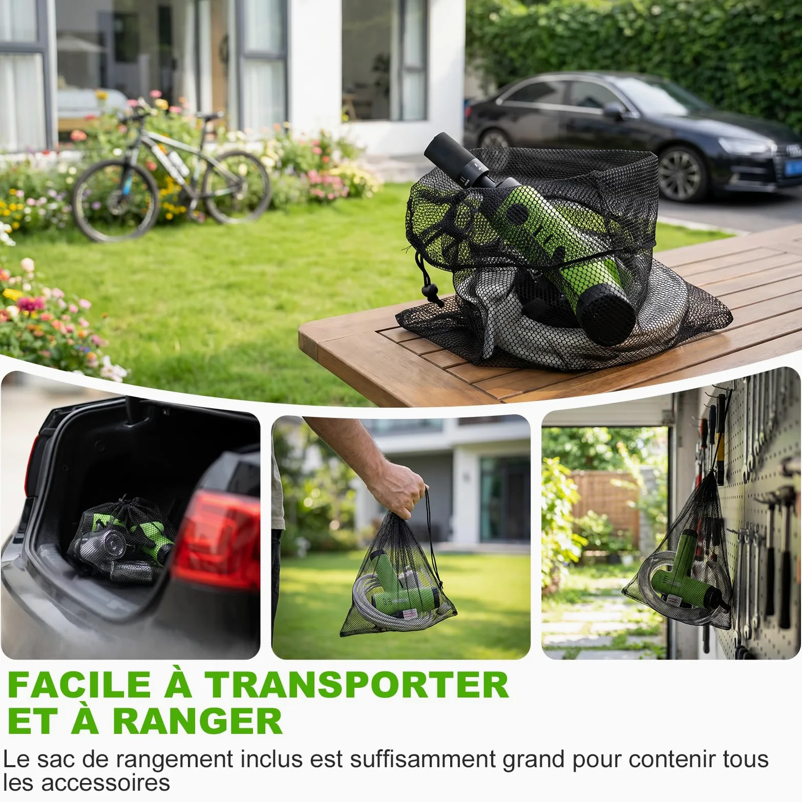 Mini Nettoyeur Haute Pression sans Fil, USB C, Affichage Batterie | Buse 5 en 1, Pot à Mousse Portable, Tuyau de 5 m, Jet de Lavage Portable 260 PSI pour Lavage de Vvélo, Voiture, Caravane