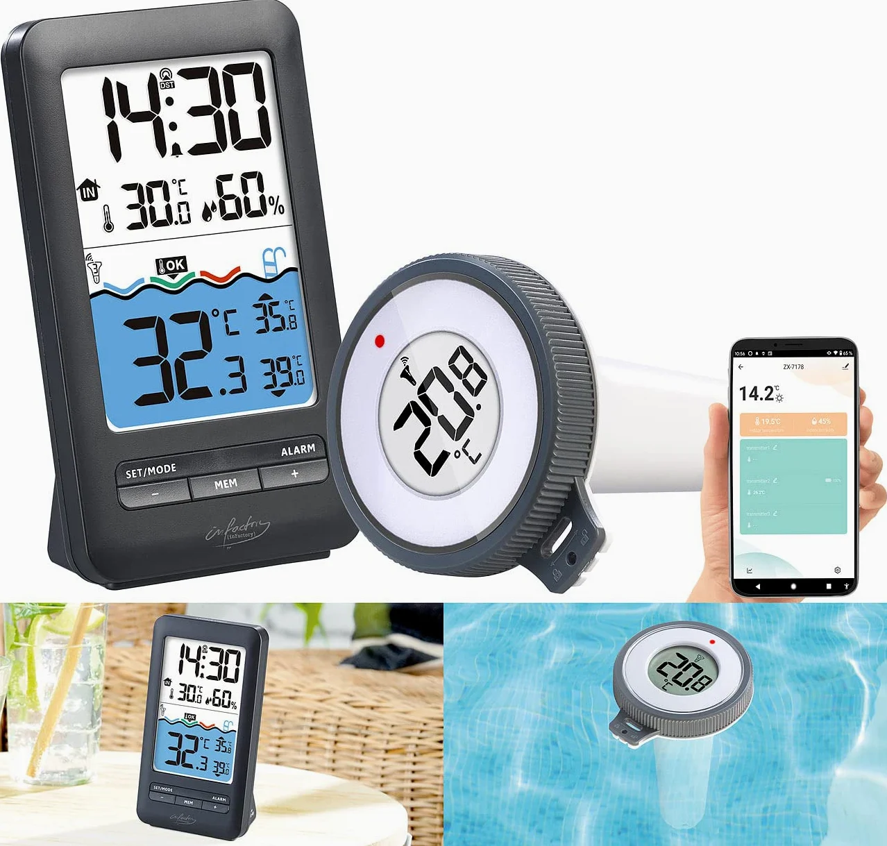 Thermomètre de piscine connecté sans fil PT-400.app [infactory]