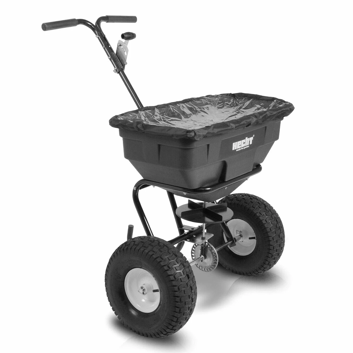 Hecht Jardin 256 Épandeur Universel de Haute Qualité 60L Dosage Exact et Distribution précise Roues