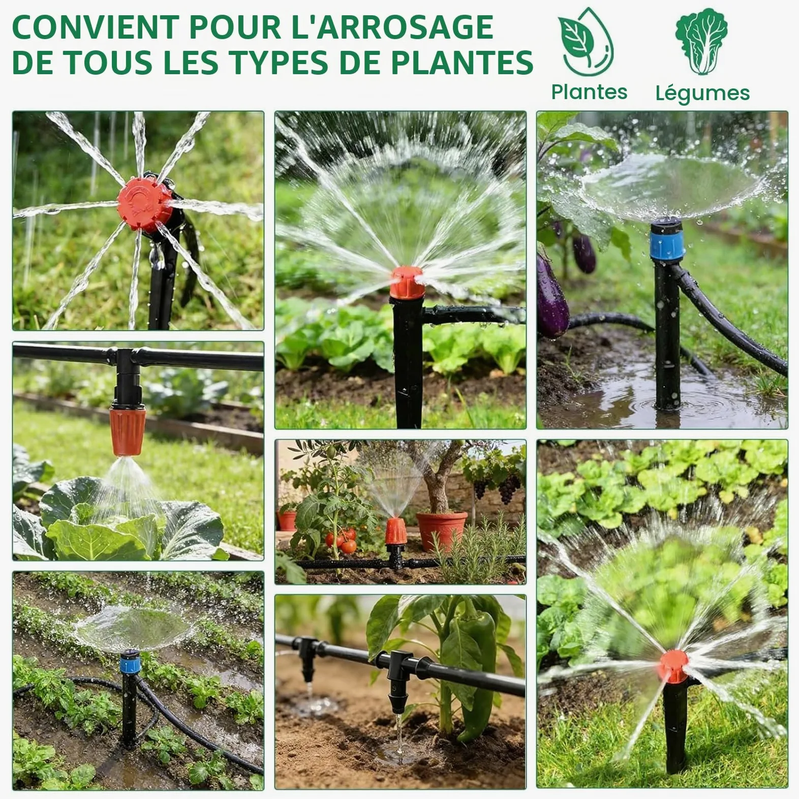 Système d'irrigation Jardin, 315Pcs Kit d'irrigation Goutte, Kit d'irrigation Goutte à Goutte Automatique avec 60m + 15m Tuyau, Kit arrosage Automatique pour Jardin pelouse Serre Plantes