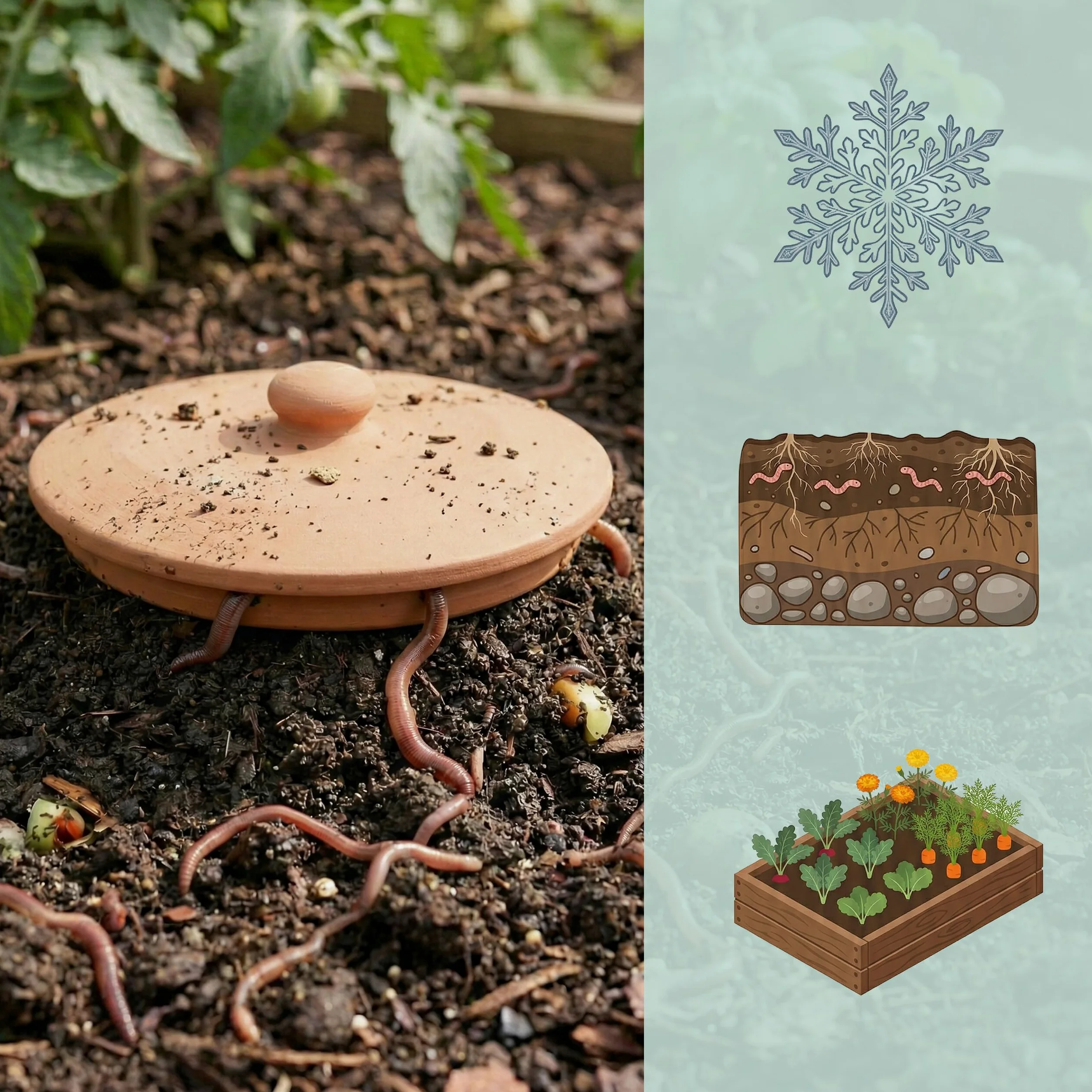 Vermicomposteur Relaxdays à enterrer, 5 L, bac à vers pour déchets de Cuisine, Couvercle, Jardin & Potager, Terre Cuite