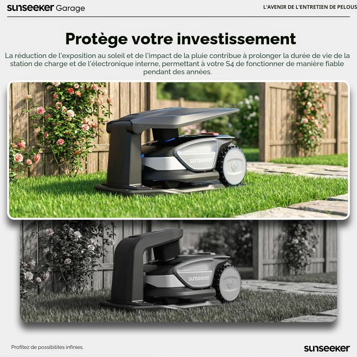 Sunseeker Garage pour Tondeuse Robot S4 – Résistant aux UV, Protection Toutes Saisons, PP + PA6+GF30 Construction Durable