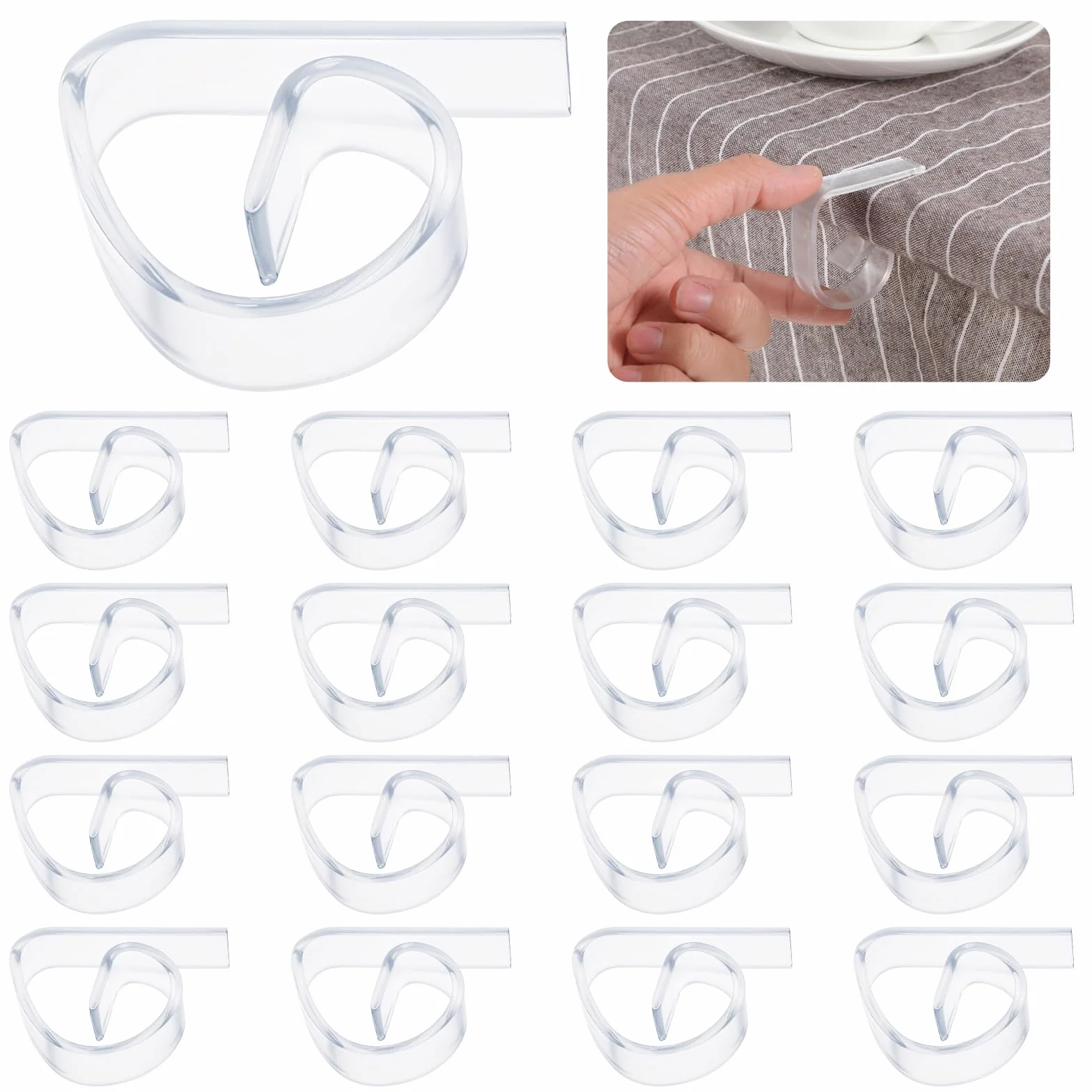 Lot de 12 pinces à nappe transparentes en plastique pour l'extérieur Noël mariage pique-nique