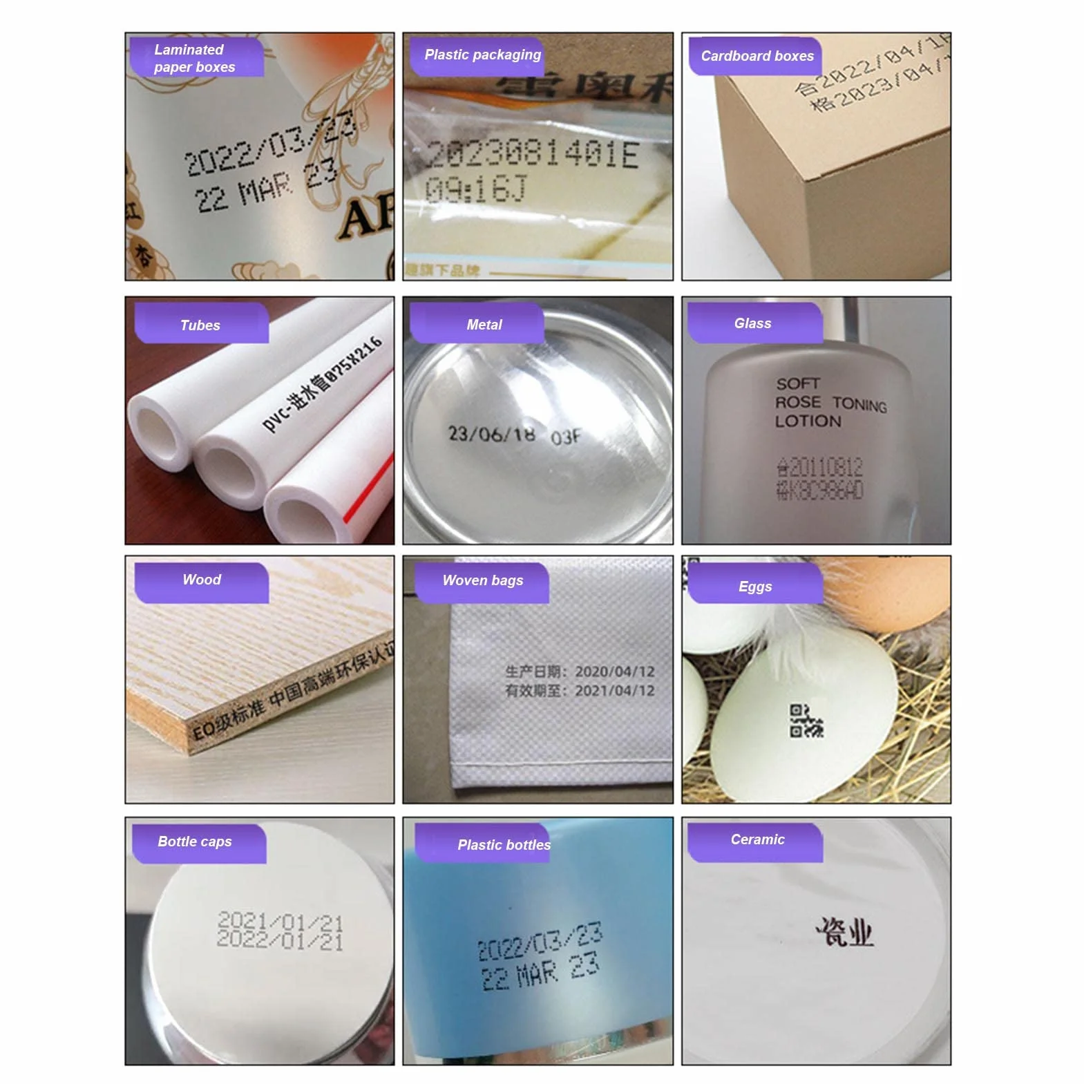Imprimante portative à jet d'encre avec écran tactile LED, codage code-barres QR, 0,5 pouce, 100-240V