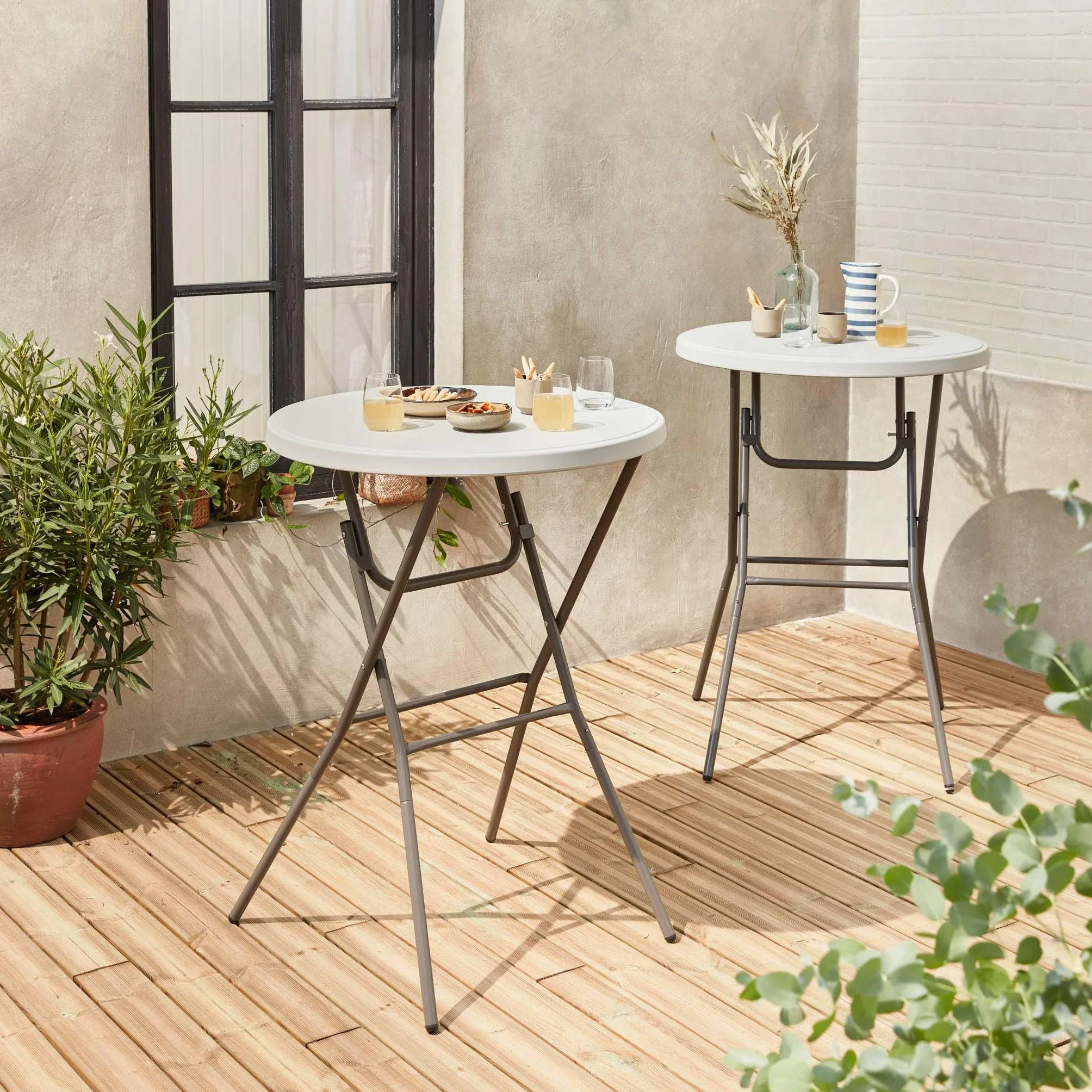 Alice's Garden Lot de 2 Tables Hautes de Réception Gala Pliables Ø80cm x 110cm