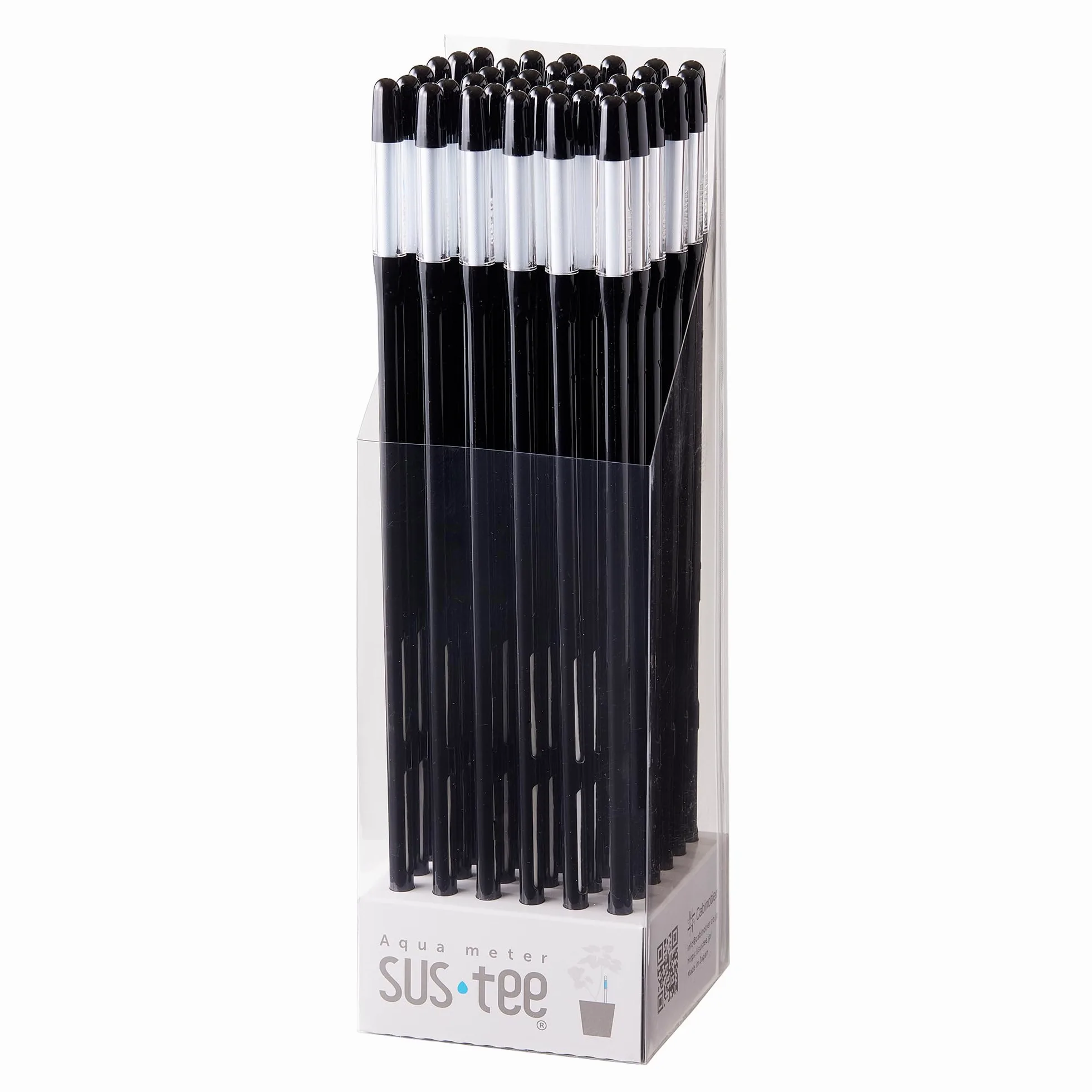 Sustee Aquameter - Grand - Noir - Lot de 36 - Humidimètre du sol sans rinçage pour plantes en pot - Capteur d'eau des plantes - Rechargeable