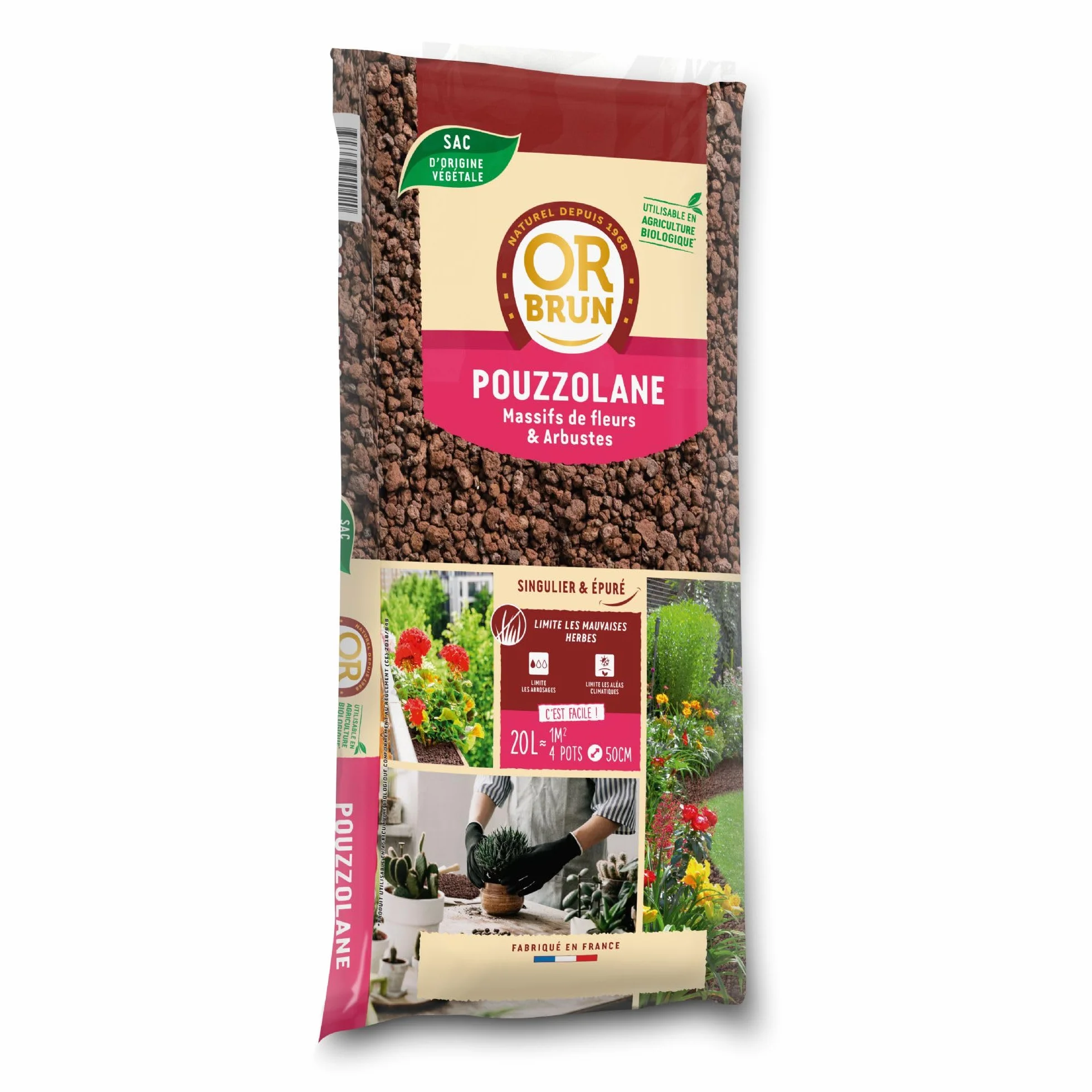 OR BRUN Paillage Pouzzolane 20L Barrière Limaces Drainage Pots