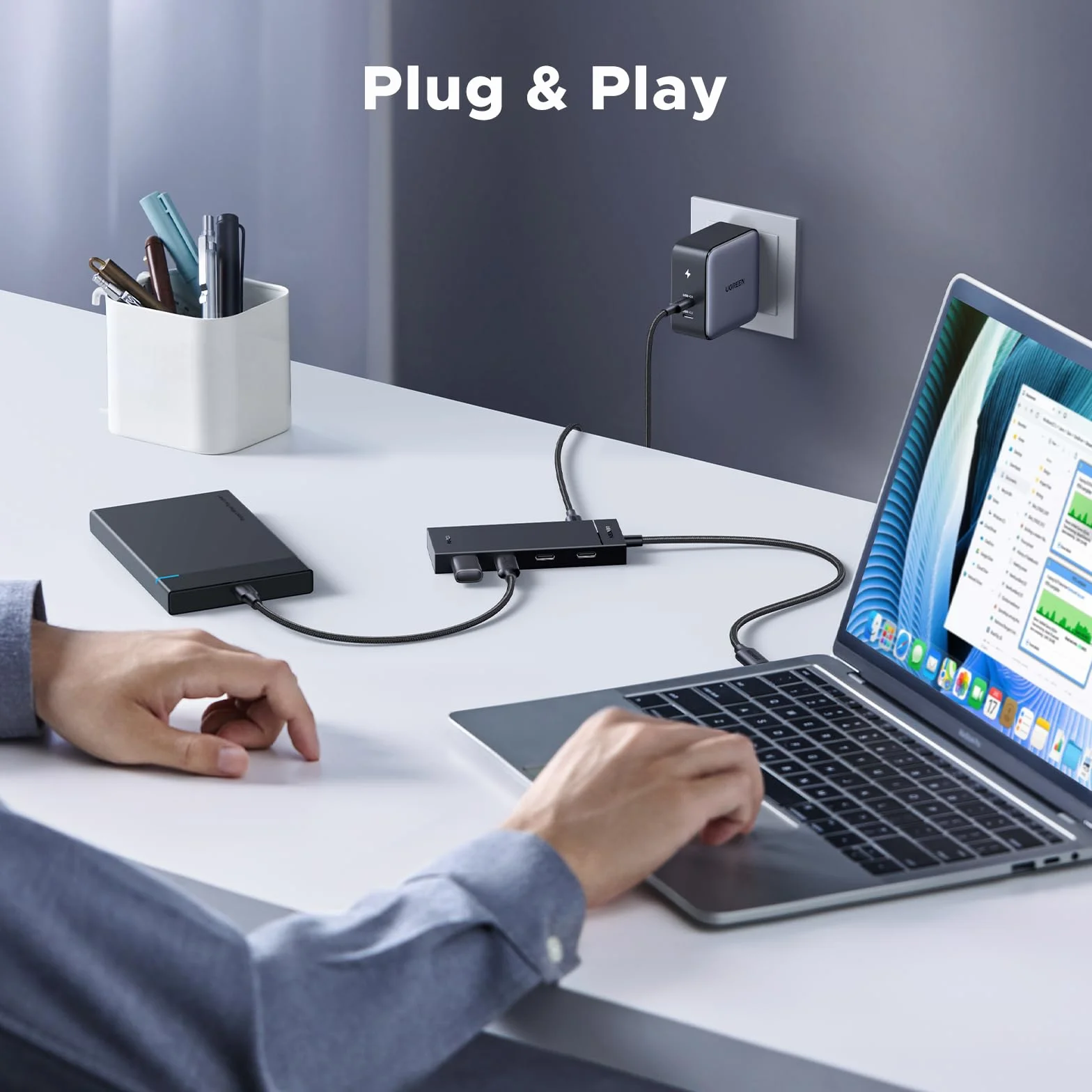 UGREEN Hub USB C 3.2 10Gbps 4 Ports PD 100W Charge Rapide Adaptateur Multiport Compatible MacBook iPad Pro