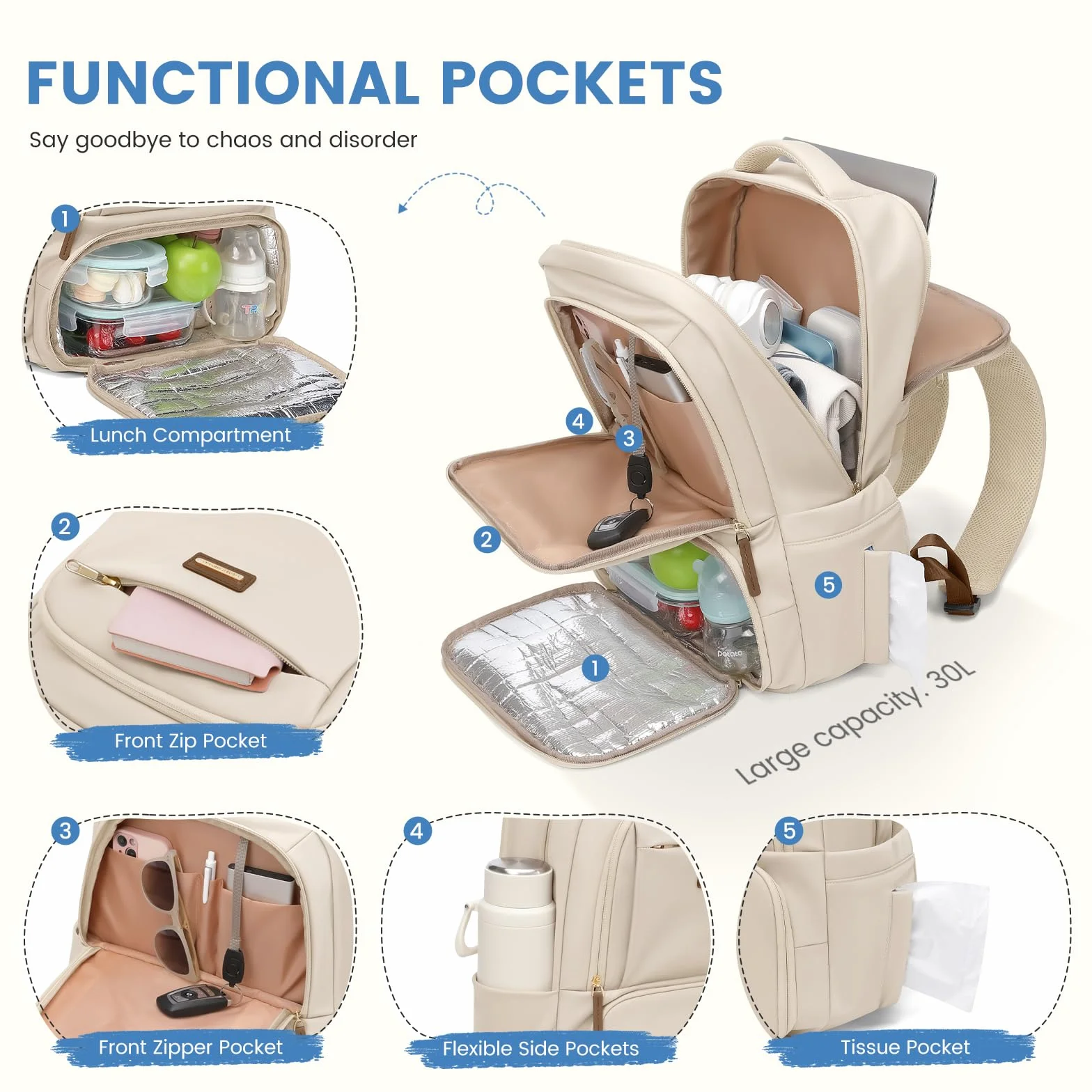 Sac à Dos Isotherme GOLF SUPAGS 16 Pouces Ordinateur Compartiment Isotherme Camping Voyage