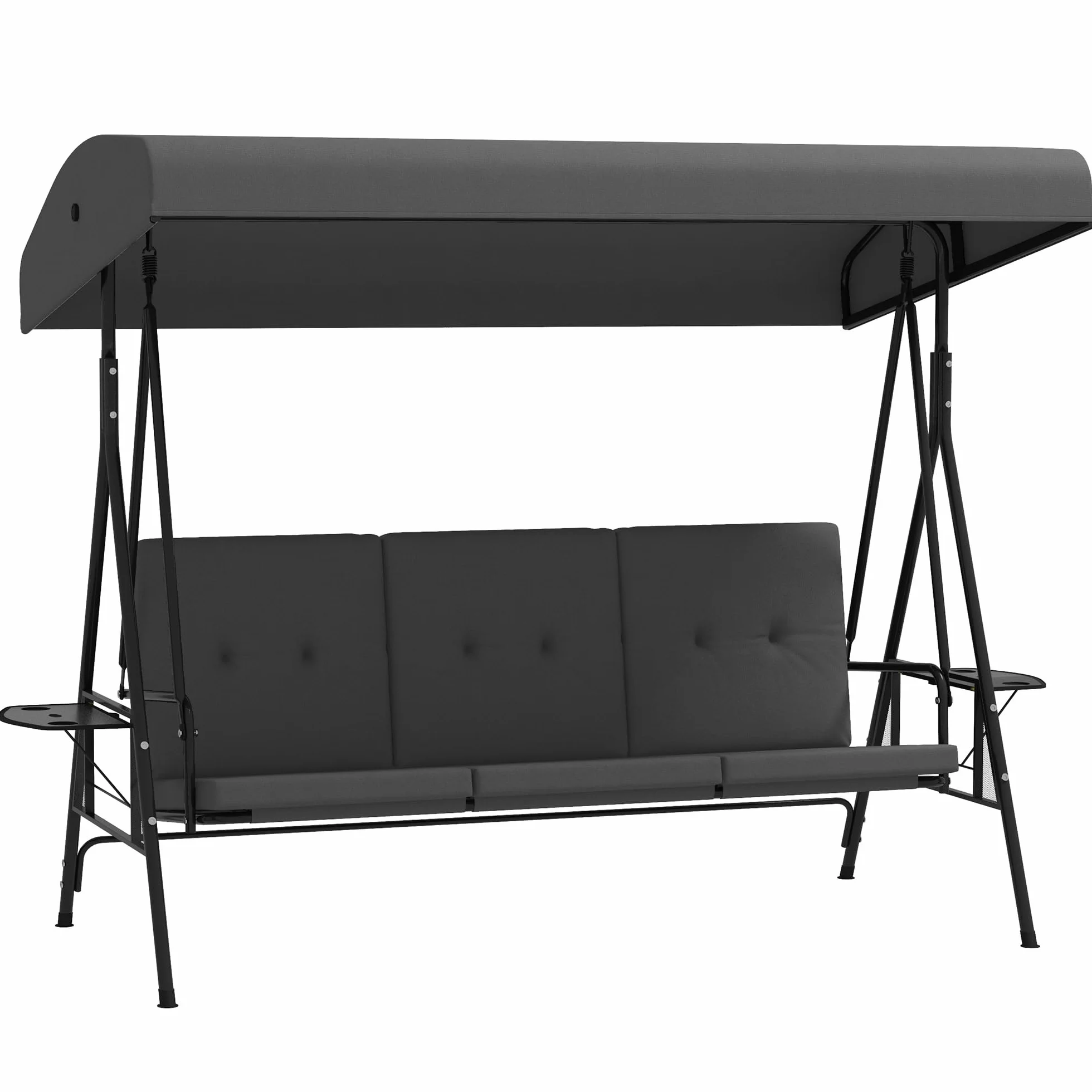 Outsunny Balancelle de Jardin 3 Places Grand Confort Toit réglable Acier Polyester Gris foncé
