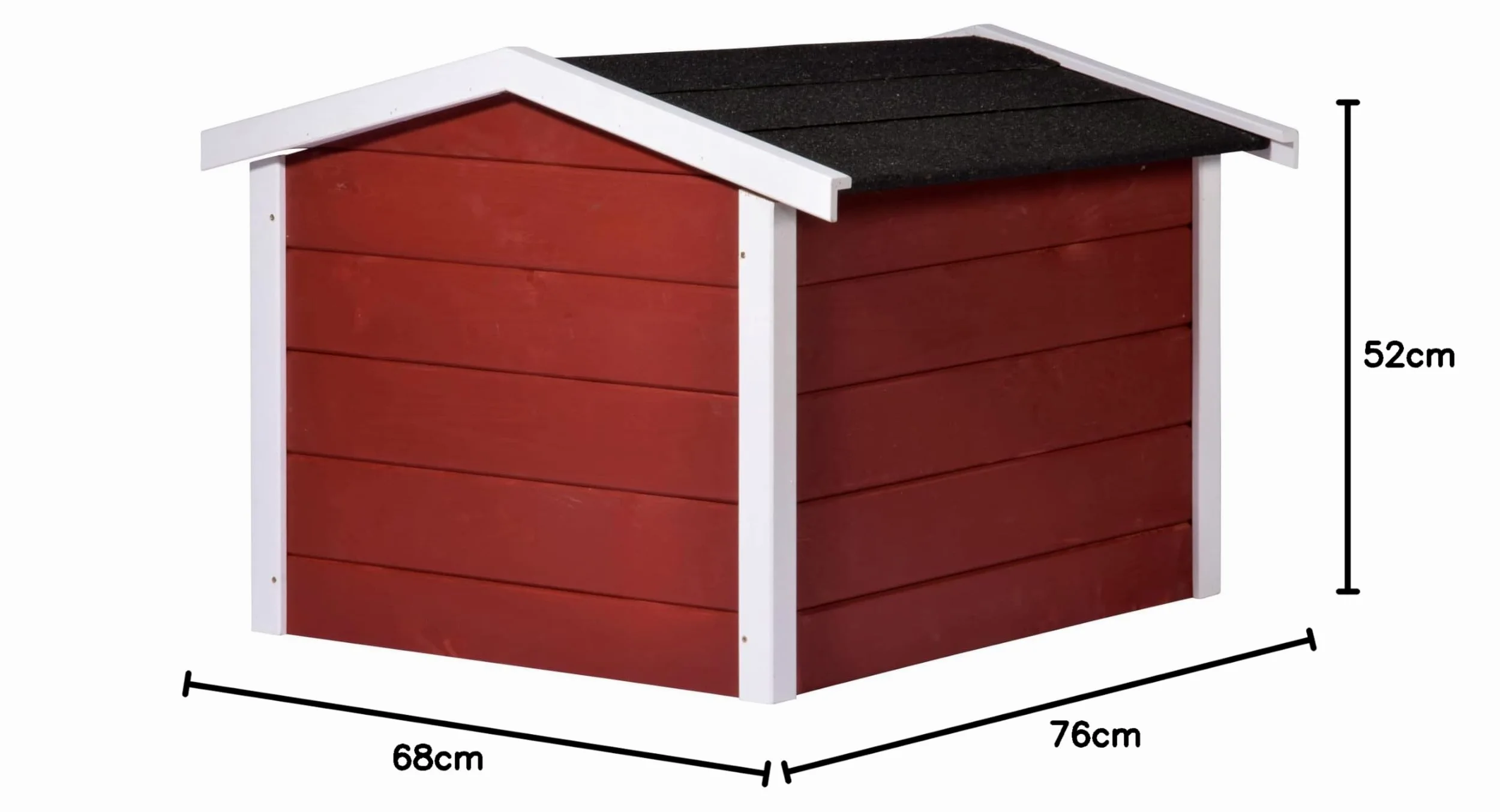 dobar® Garage pour Robot Tondeuse, en Bois, en kit, avec Toit bitumé, 76 x 68 x 52 cm, Rouge/Blanc