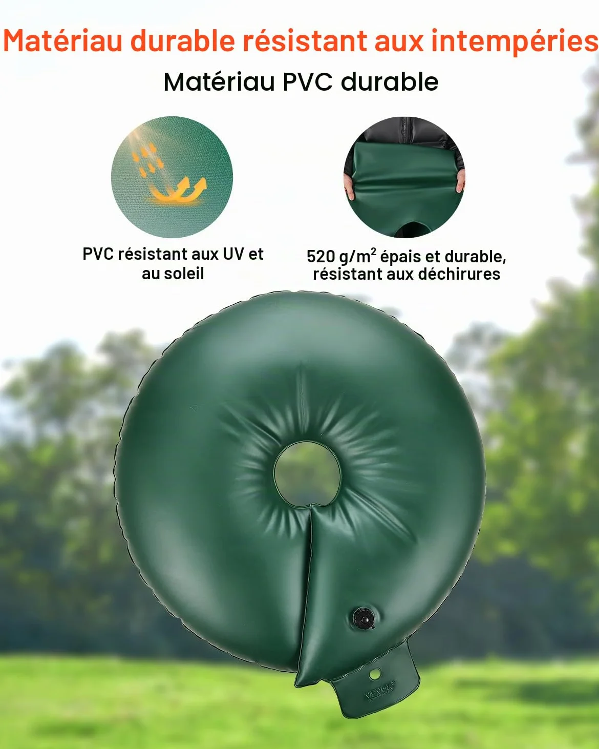 VEVOR Anneau d'arrosage d'arbres, 4 paquets, sac d'arrosage, 75,7 L, bague d'irrigation rechargeable robuste, libération lente de 6 à 9 heures, pour irrigation goutte à goutte des racines des arbustes